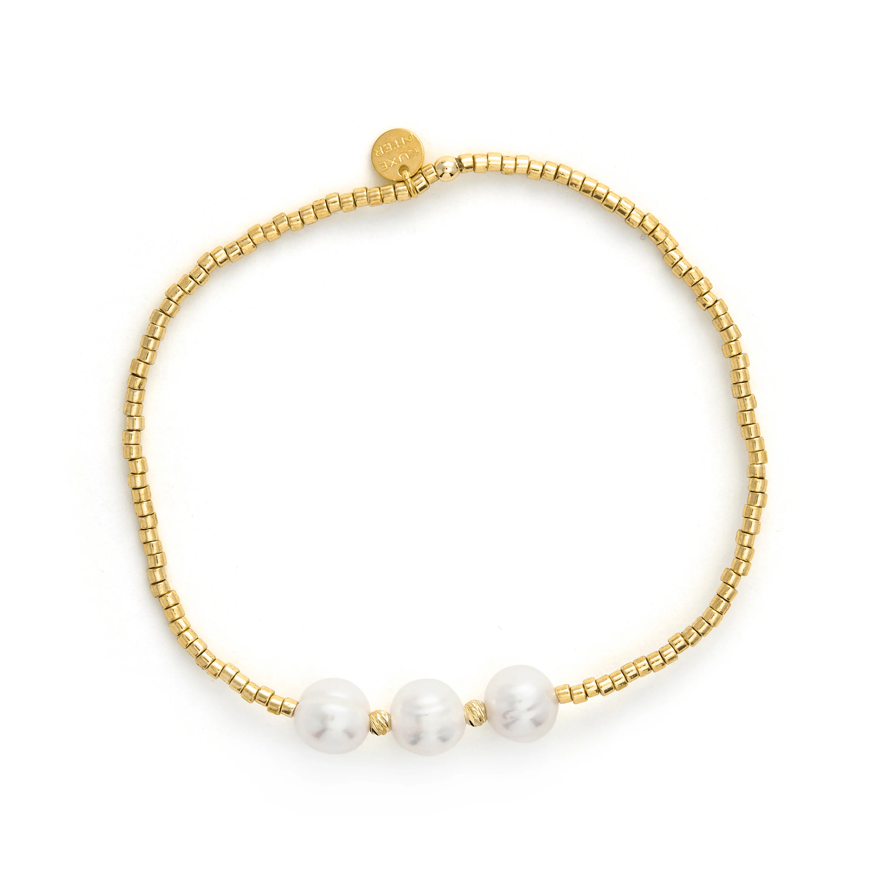Pulsera de Plata de Ley 925 y Perla Blanca acabado en oro amarillo de 18k - Oschu - Image 3