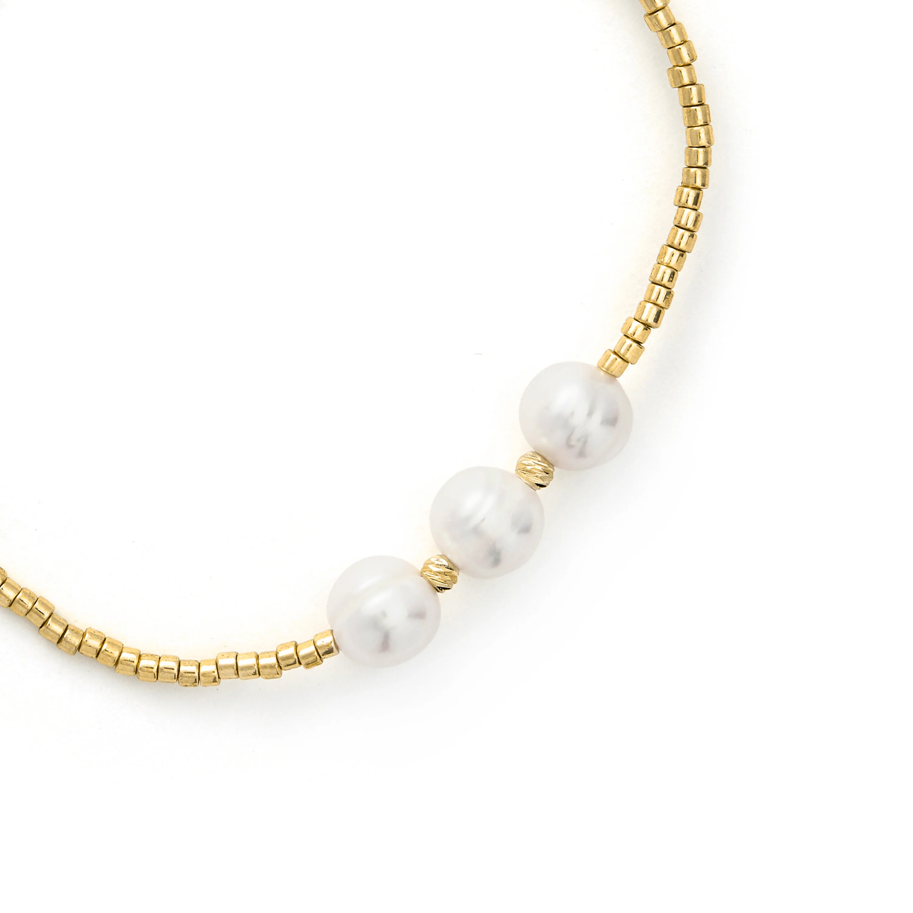 Pulsera de Plata de Ley 925 y Perla Blanca acabado en oro amarillo de 18k - Oschu - Image 5