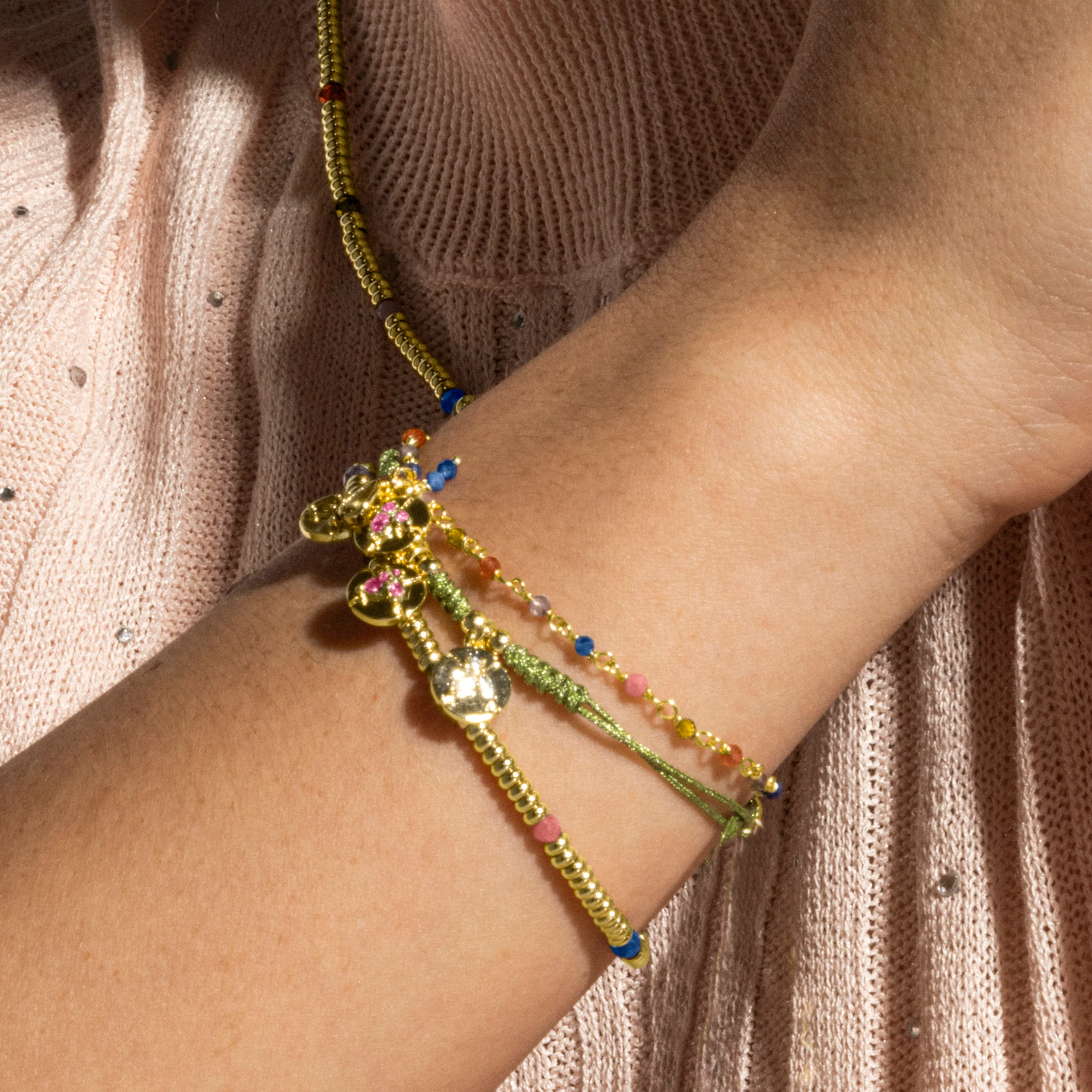 Pulsera de Plata de Ley 925 y Cristal Multicolor acabado oro 18k - Deli - Image 4