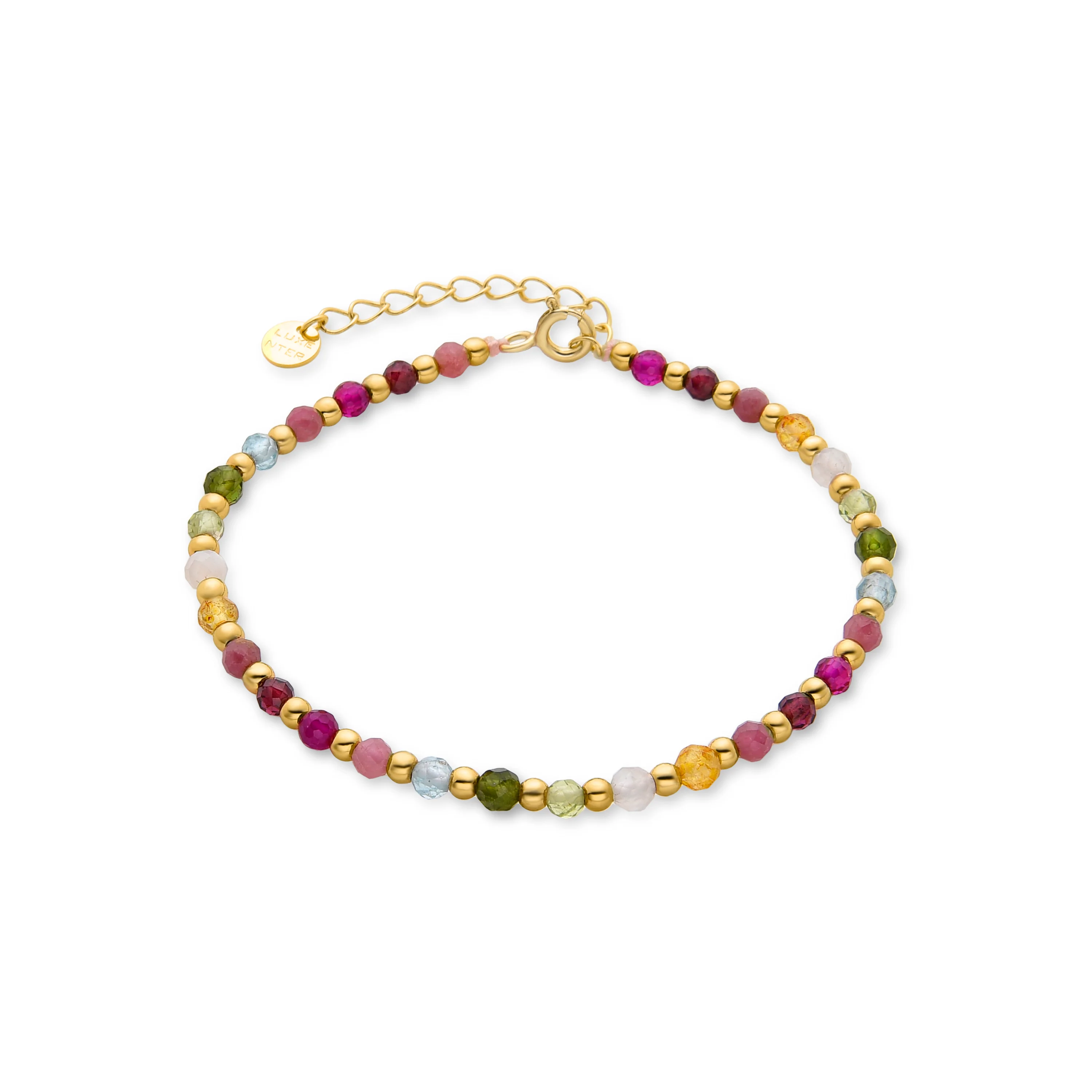 Pulsera de Plata de Ley 925 con Cristal Multicolor acabada en oro amarillo 18K - Dirrim