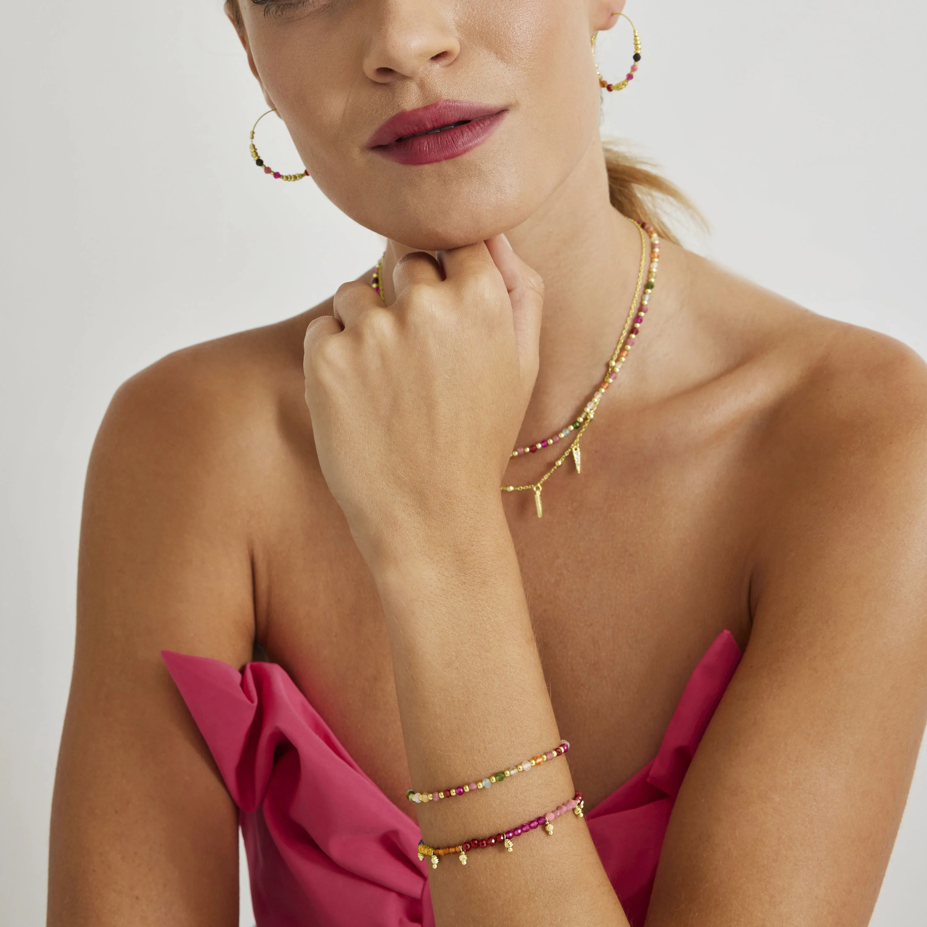 Pulsera de Plata de Ley 925 con Cristal Multicolor acabada en oro amarillo 18K - Dirrim - Image 2