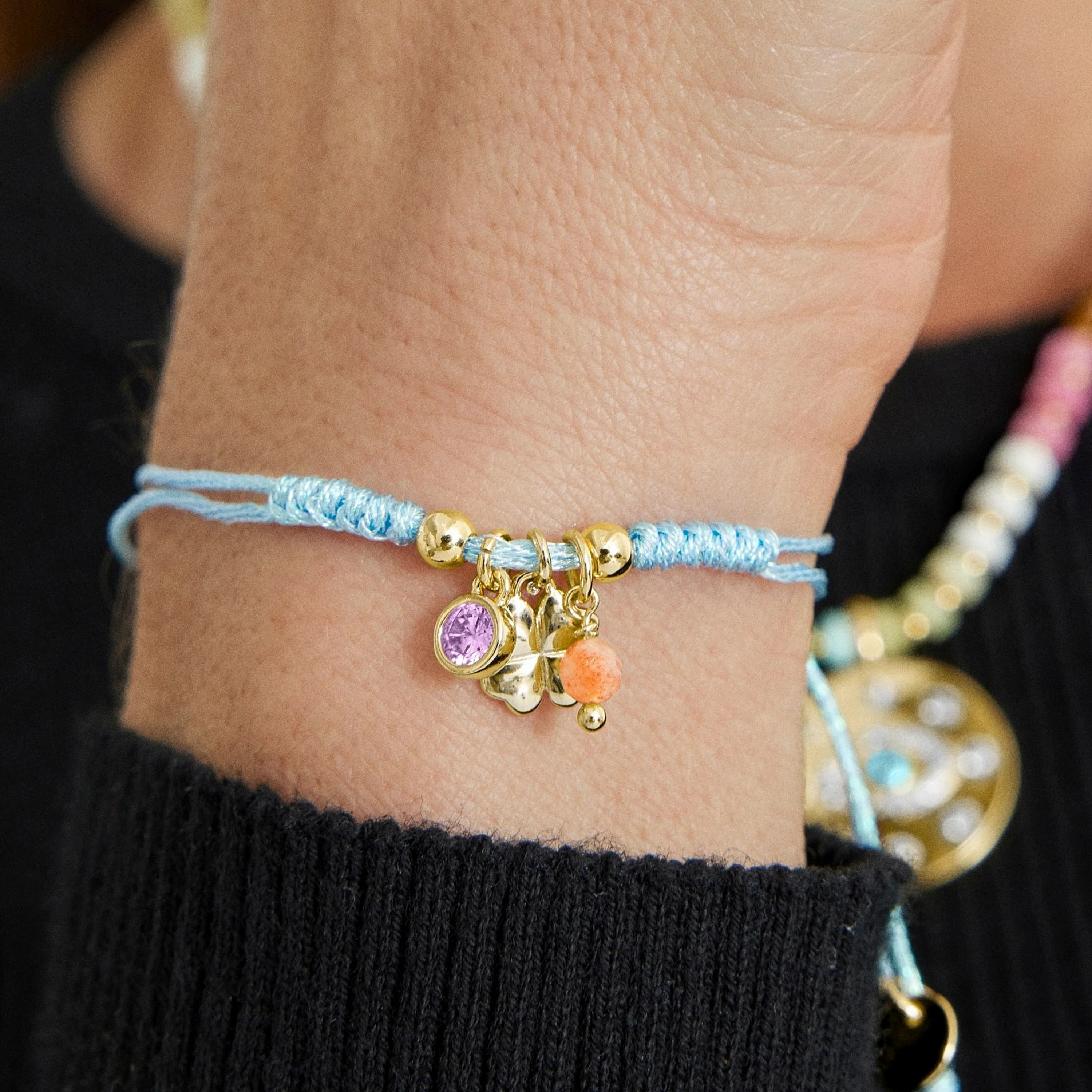 Pulsera de Plata de Ley 925 con Circonita Rosa acabada en oro amarillo 18K - Douala - Image 3