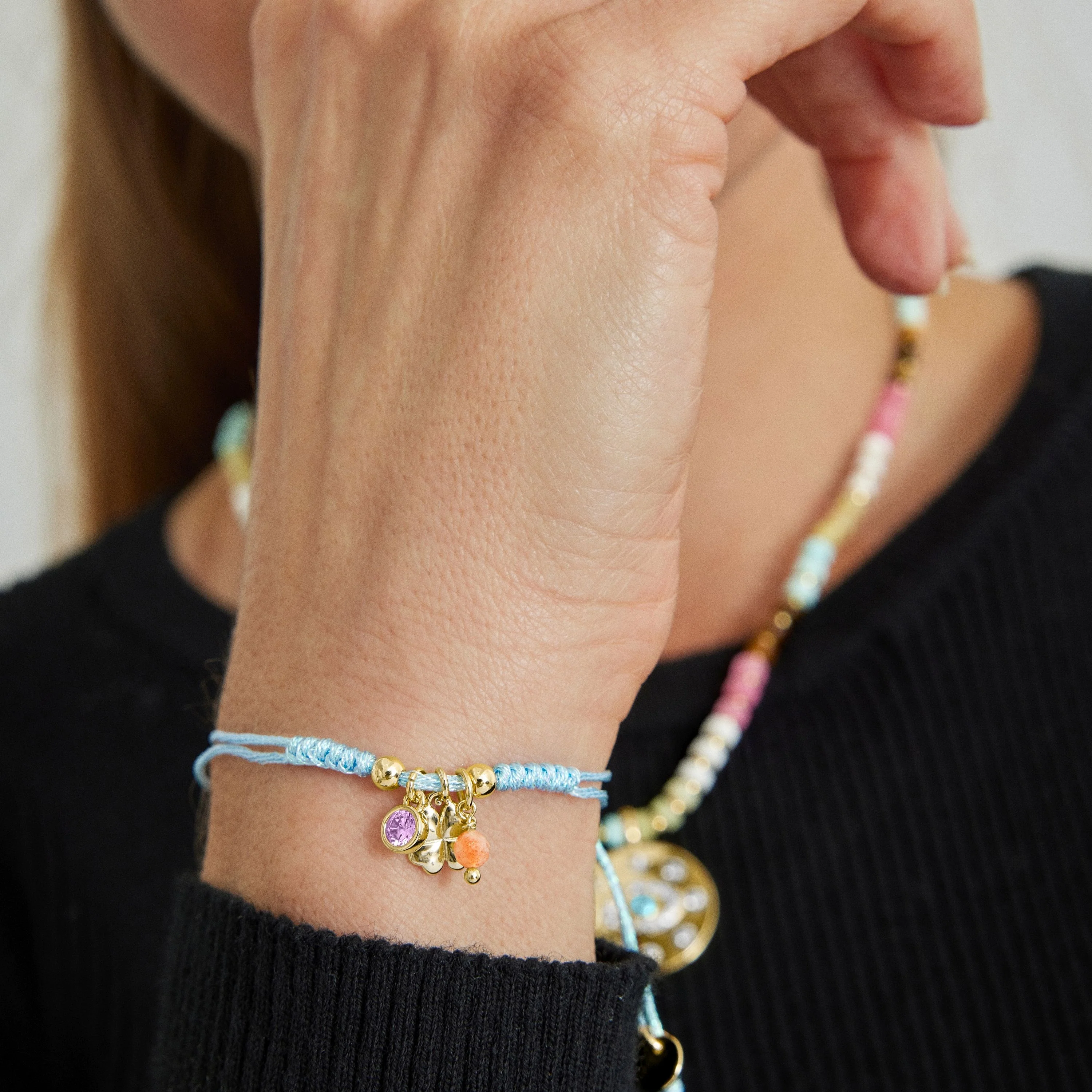 Pulsera de Plata de Ley 925 con Circonita Rosa acabada en oro amarillo 18K - Douala - Image 4