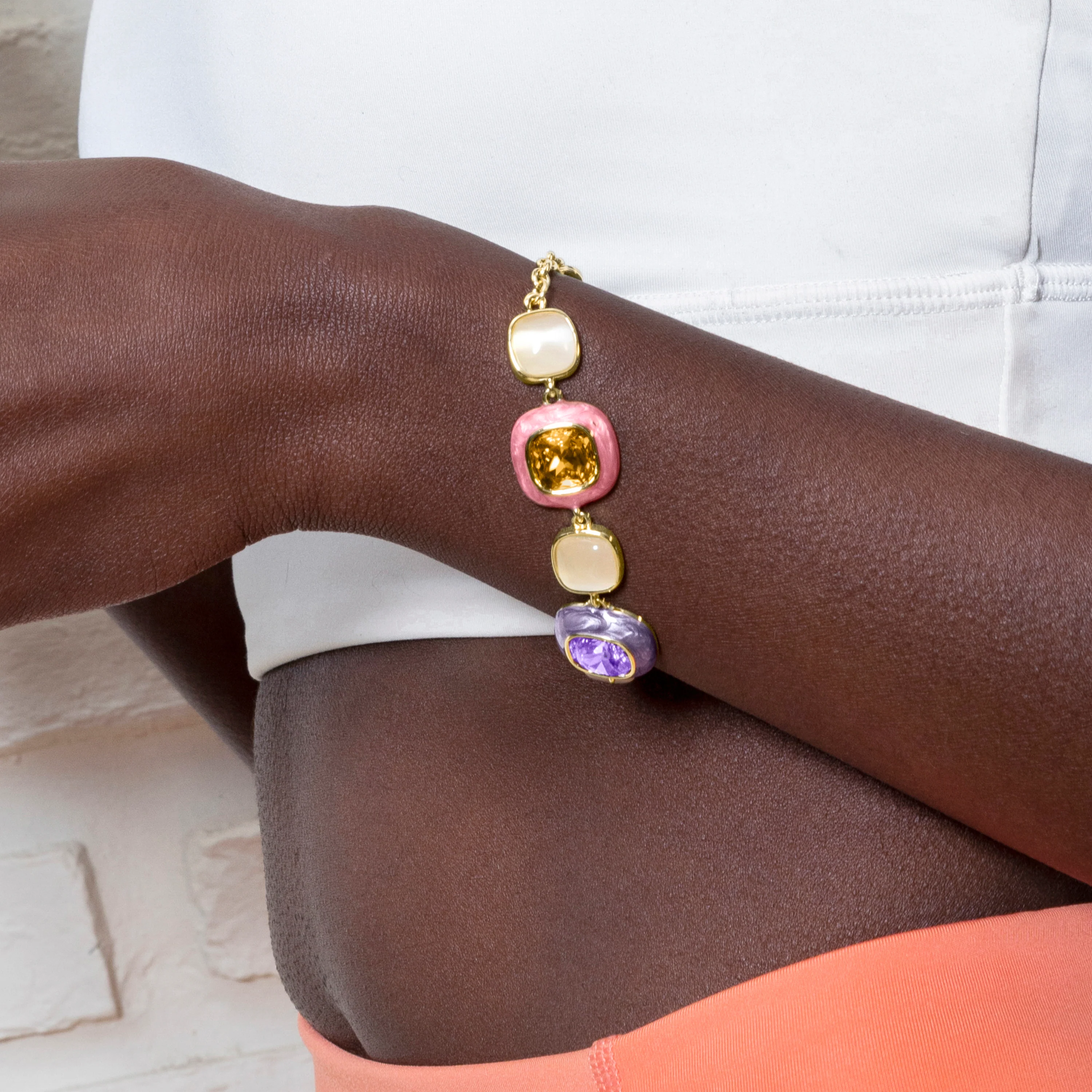 Pulsera de Circonita Multicolor acabada en oro amarillo 18K - Drogolo - Image 4