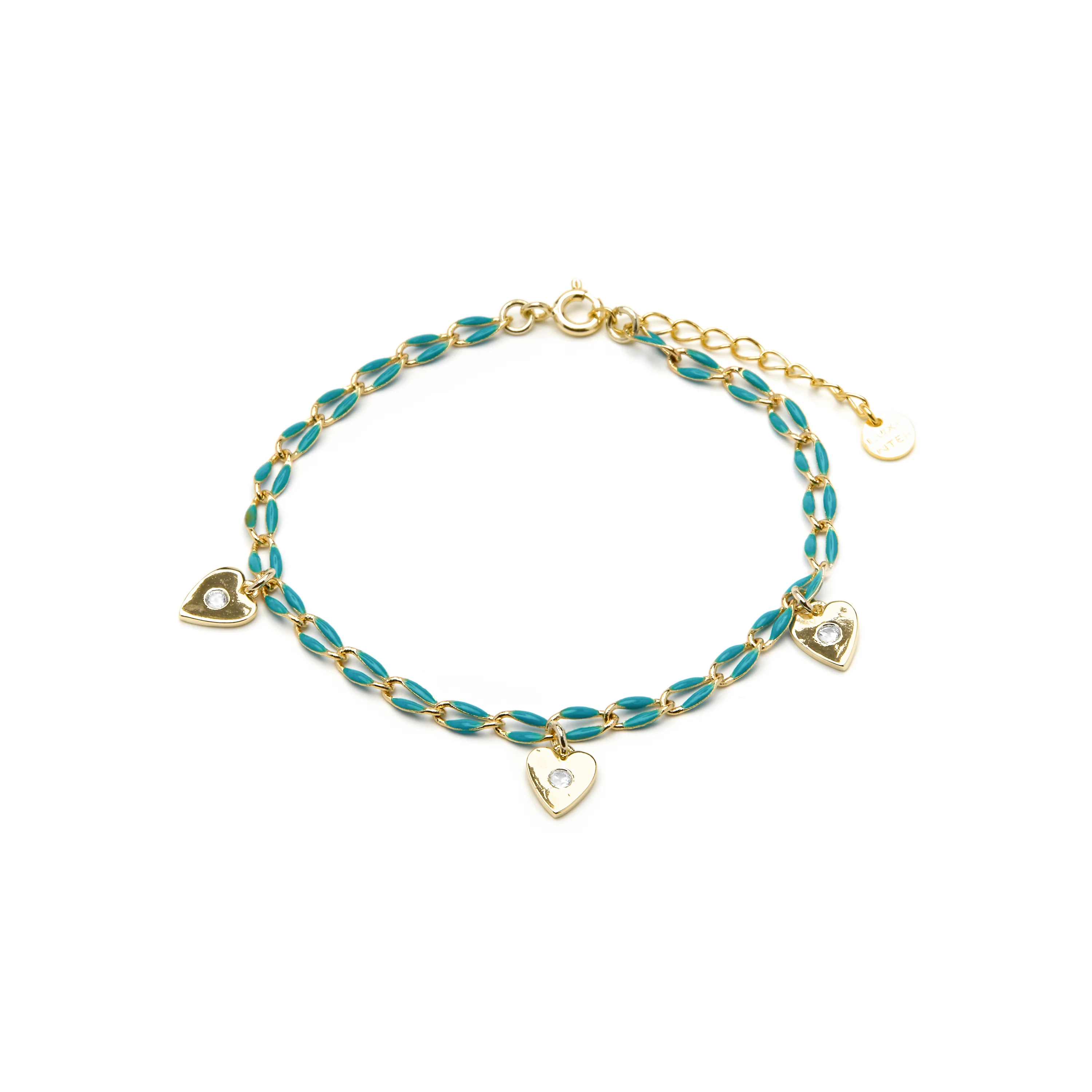 Pulsera de Plata de Ley 925 y Lacado Azul acabado oro amarillo de 18k - Drukya - Image 3