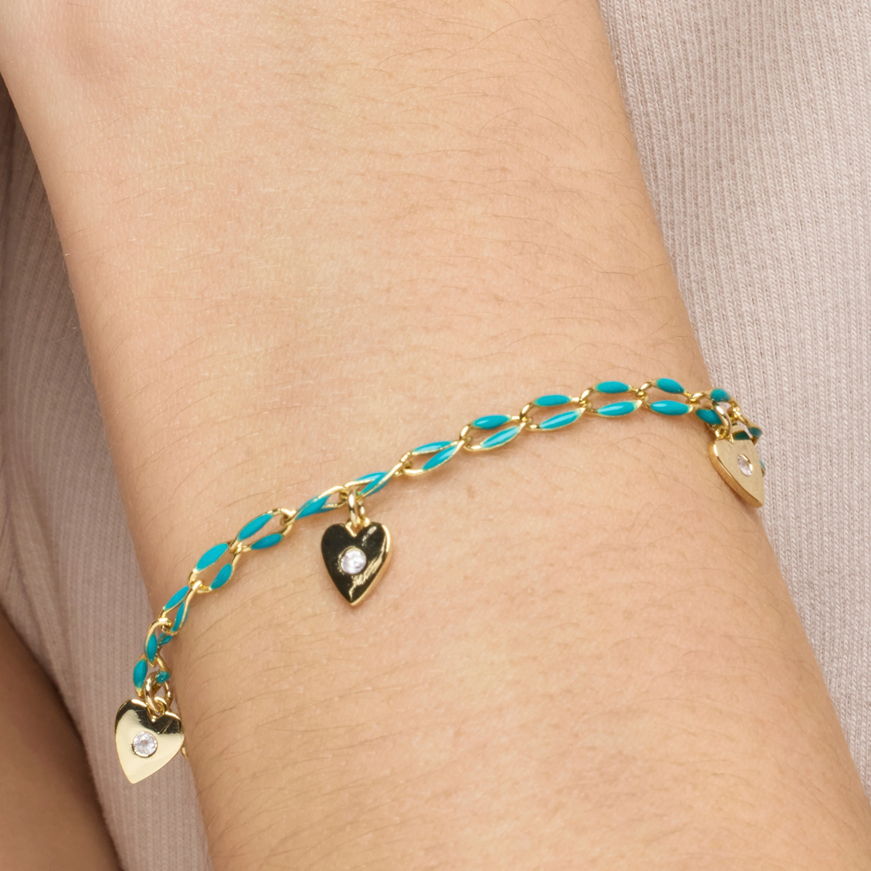 Pulsera de Plata de Ley 925 y Lacado Azul acabado oro amarillo de 18k - Drukya - Image 4