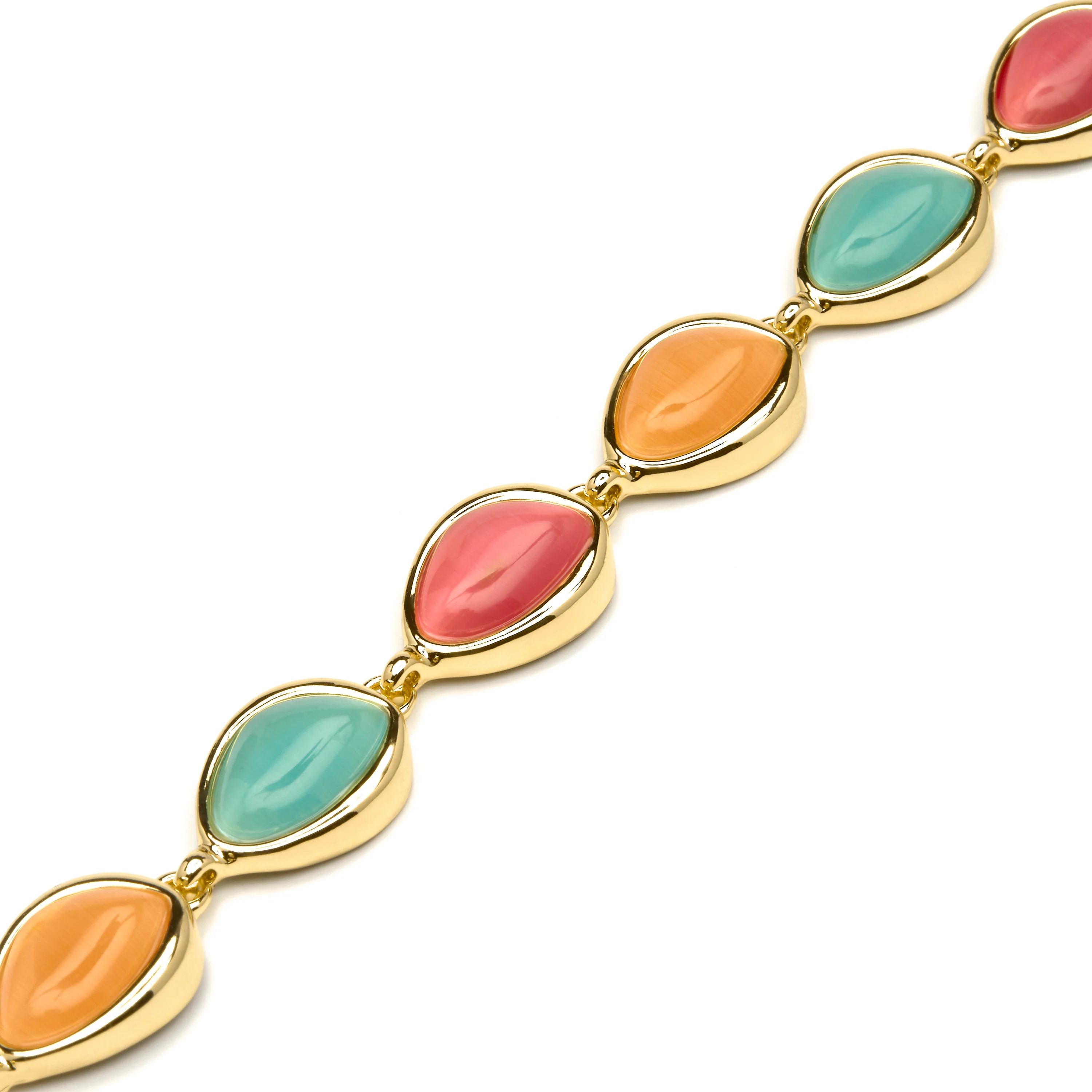 Pulsera acabado oro amarillo de 18k y Ojo de Gato Multicolor - Dulfo - Image 5