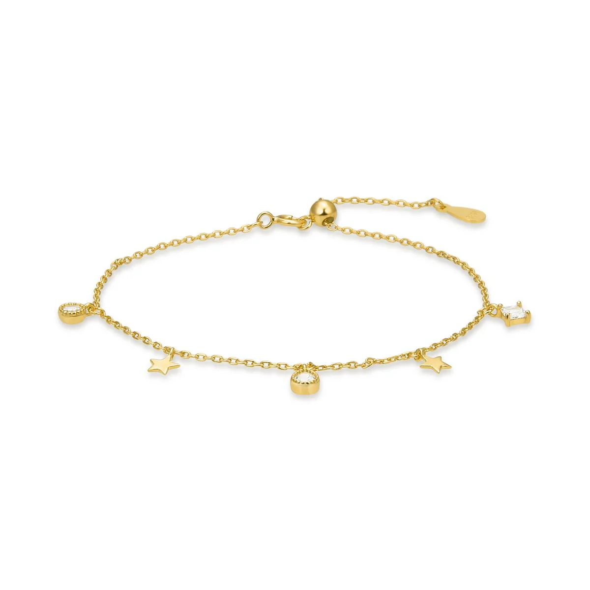 Pulsera Estrella Plata De Ley 925 - Estrella AMARILLO
