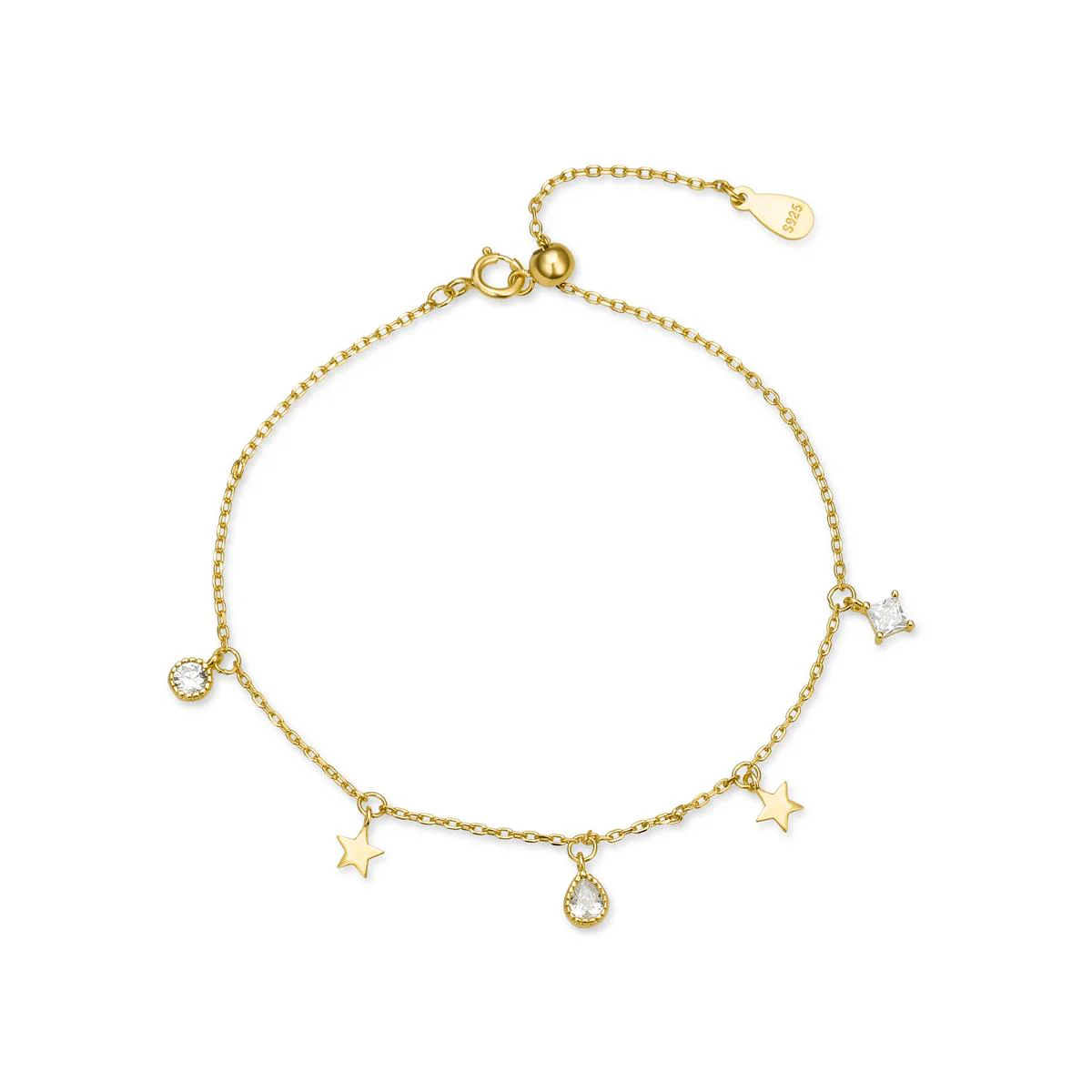 Pulsera Estrella Plata De Ley 925 - Estrella AMARILLO - Image 2