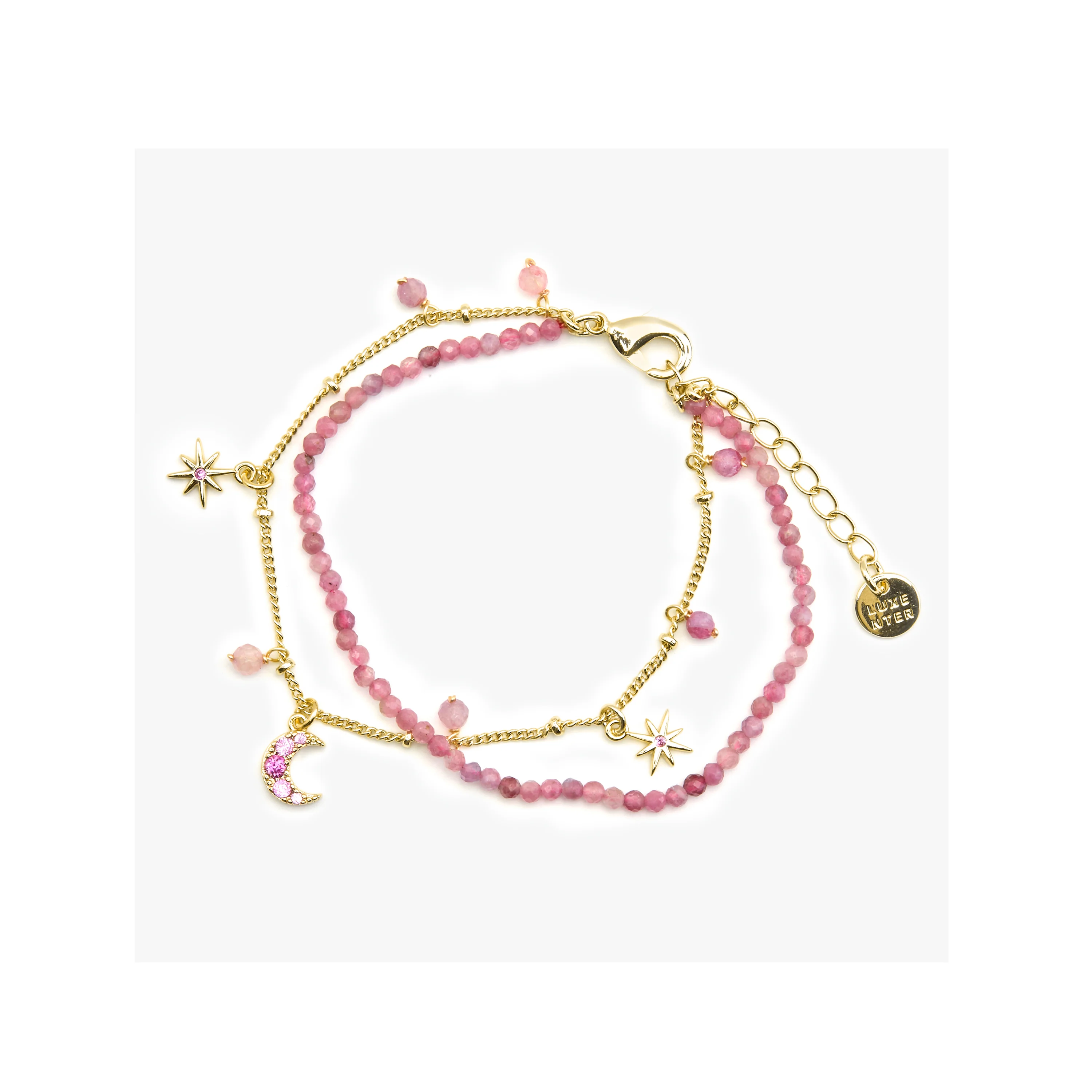 Pulsera con Cristal Rosa acabado oro 18k - Ethal - Image 3