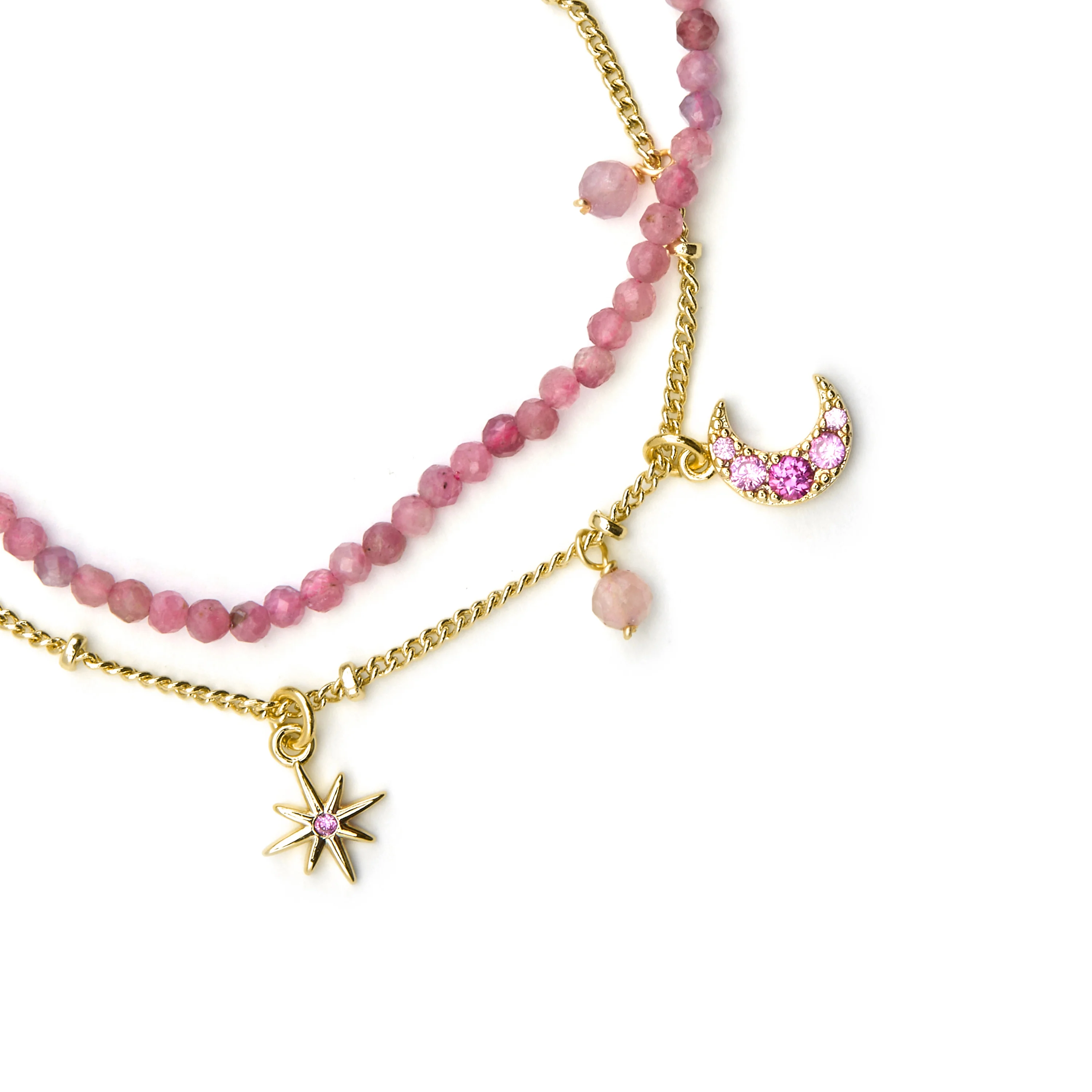Pulsera con Cristal Rosa acabado oro 18k - Ethal - Image 5
