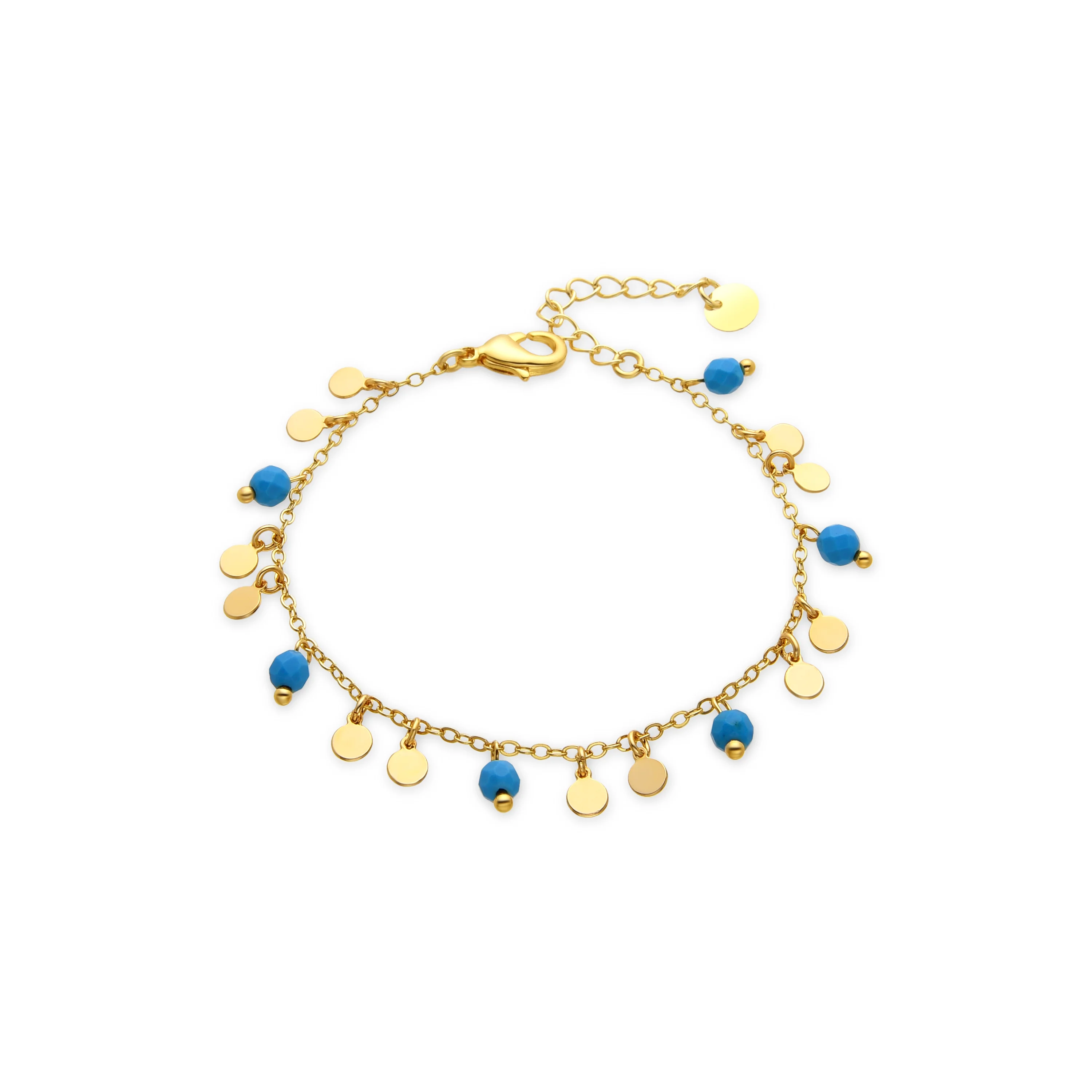 Pulsera de Turquesa acabada en oro amarillo 18K - Fawya