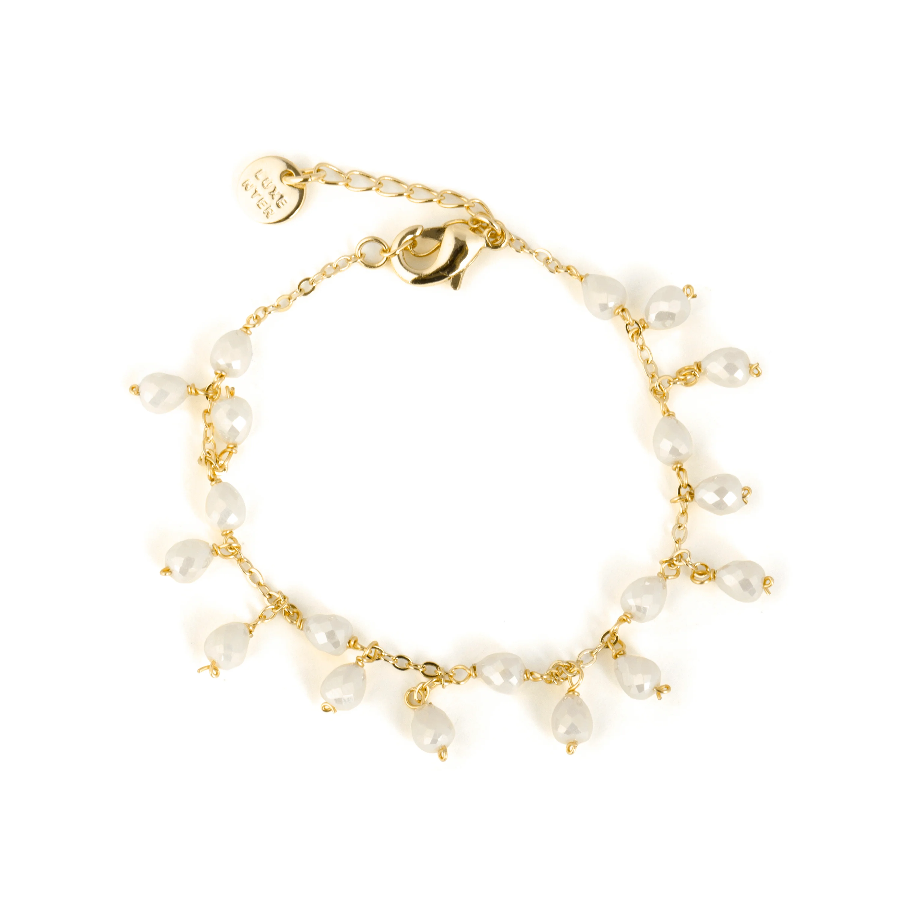 Pulsera de Cristal Blanco acabado en oro amarillo 18k - Fyre - Image 3