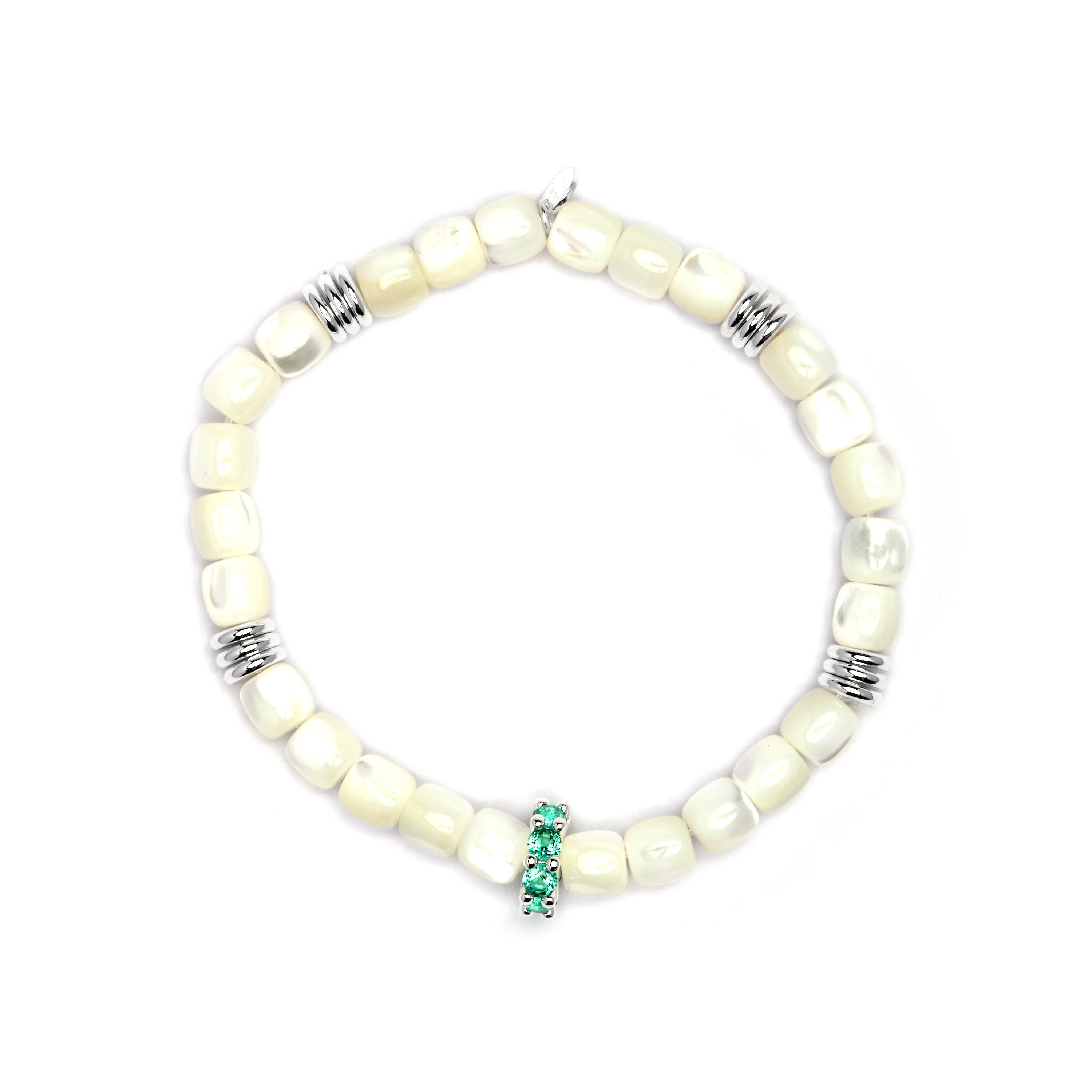 Pulsera de Plata de Ley 925 y Madreperla Blanca acabado rodio - Fyro - Image 3