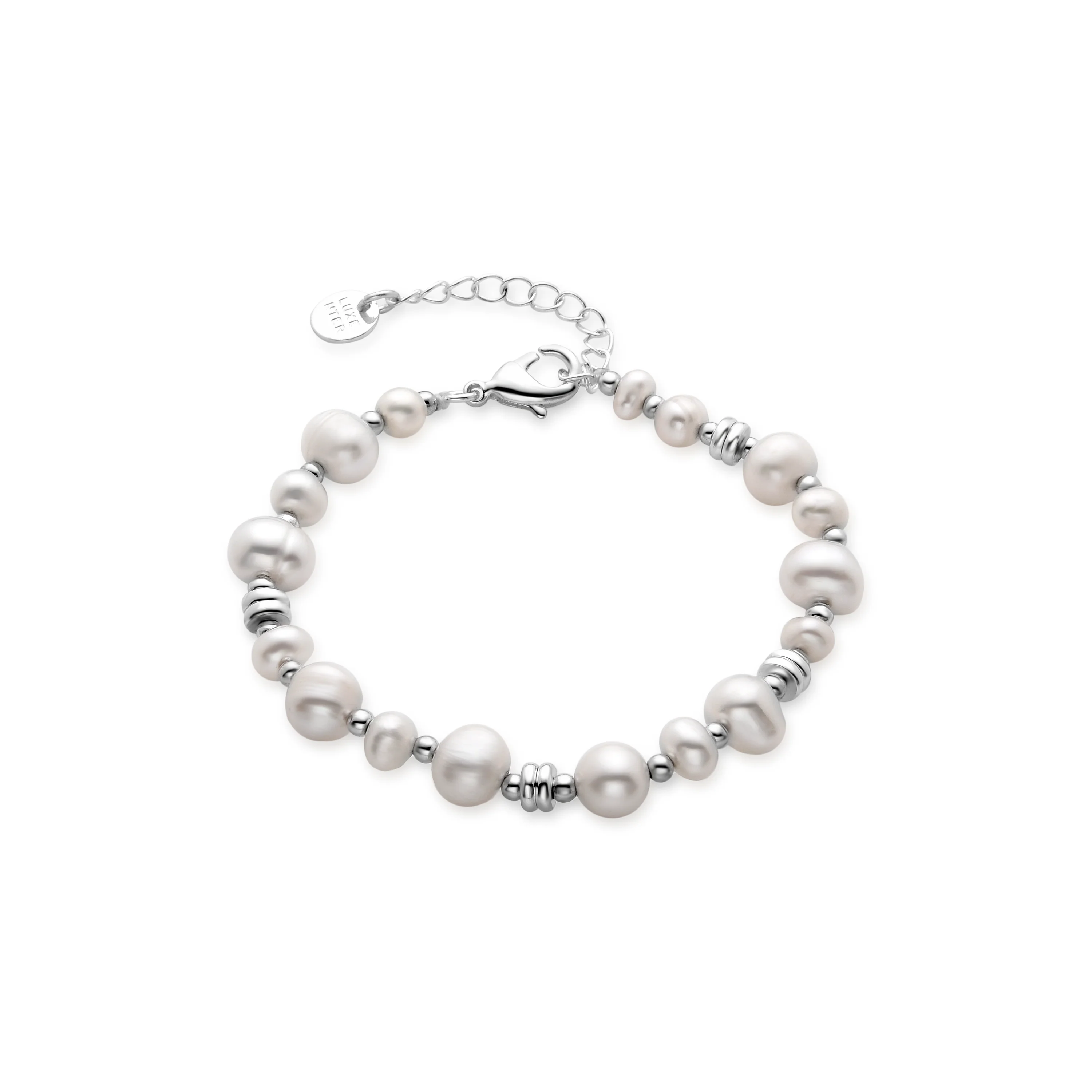 Pulsera de Perla Blanca acabada en rodio - Gafyre