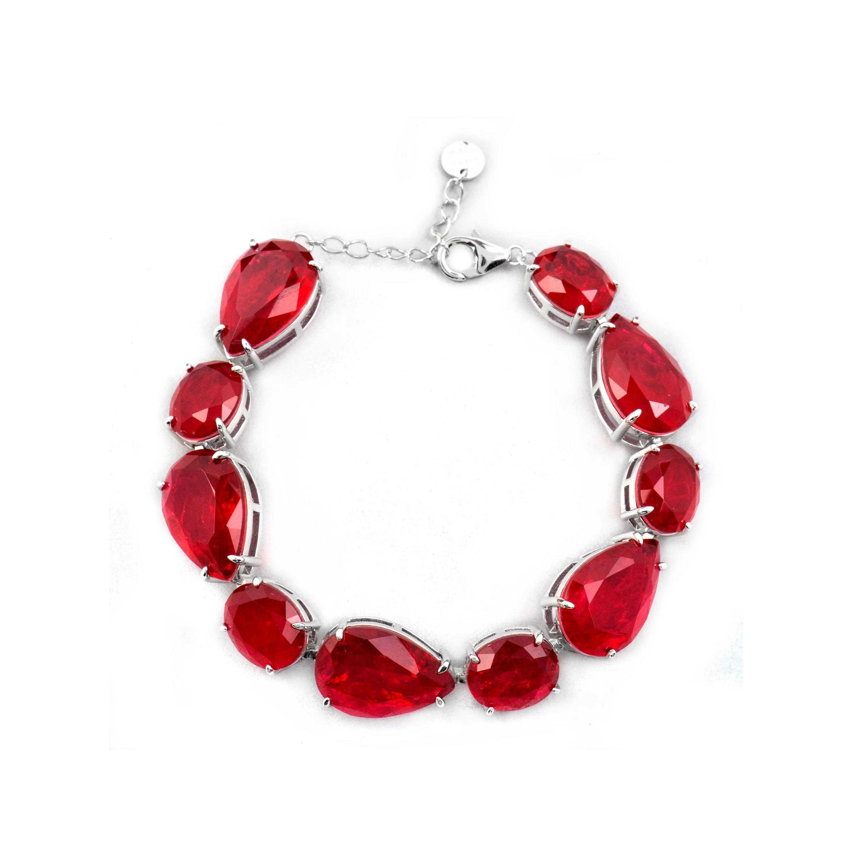 Pulsera de Plata de Ley 925 y Cuarzo Hidrotermal Cereza acabado rodio - Grywi - Image 3