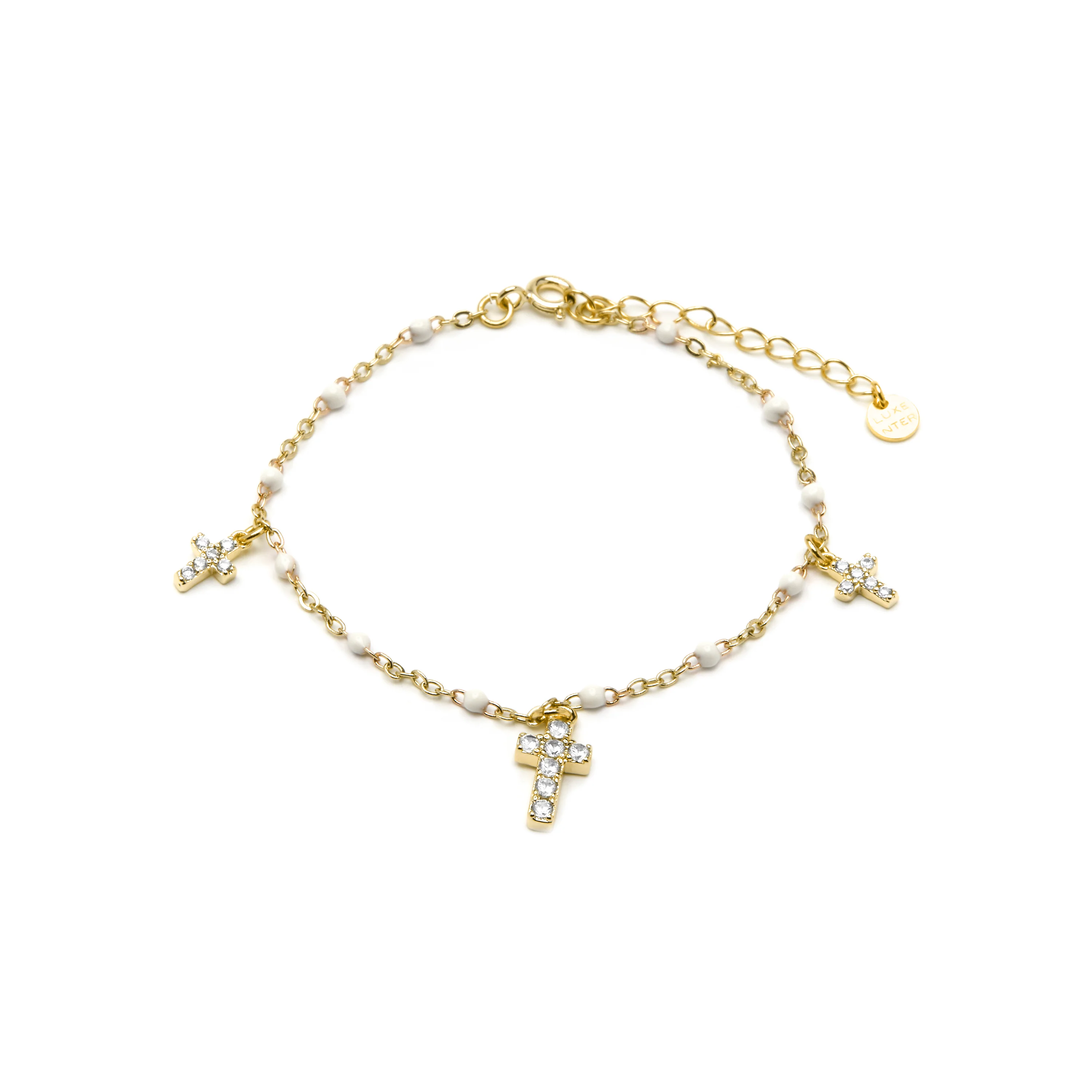 Pulsera de Plata de Ley 925 y Lacado Blanco acabado oro amarillo de 18k - Haja - Image 3