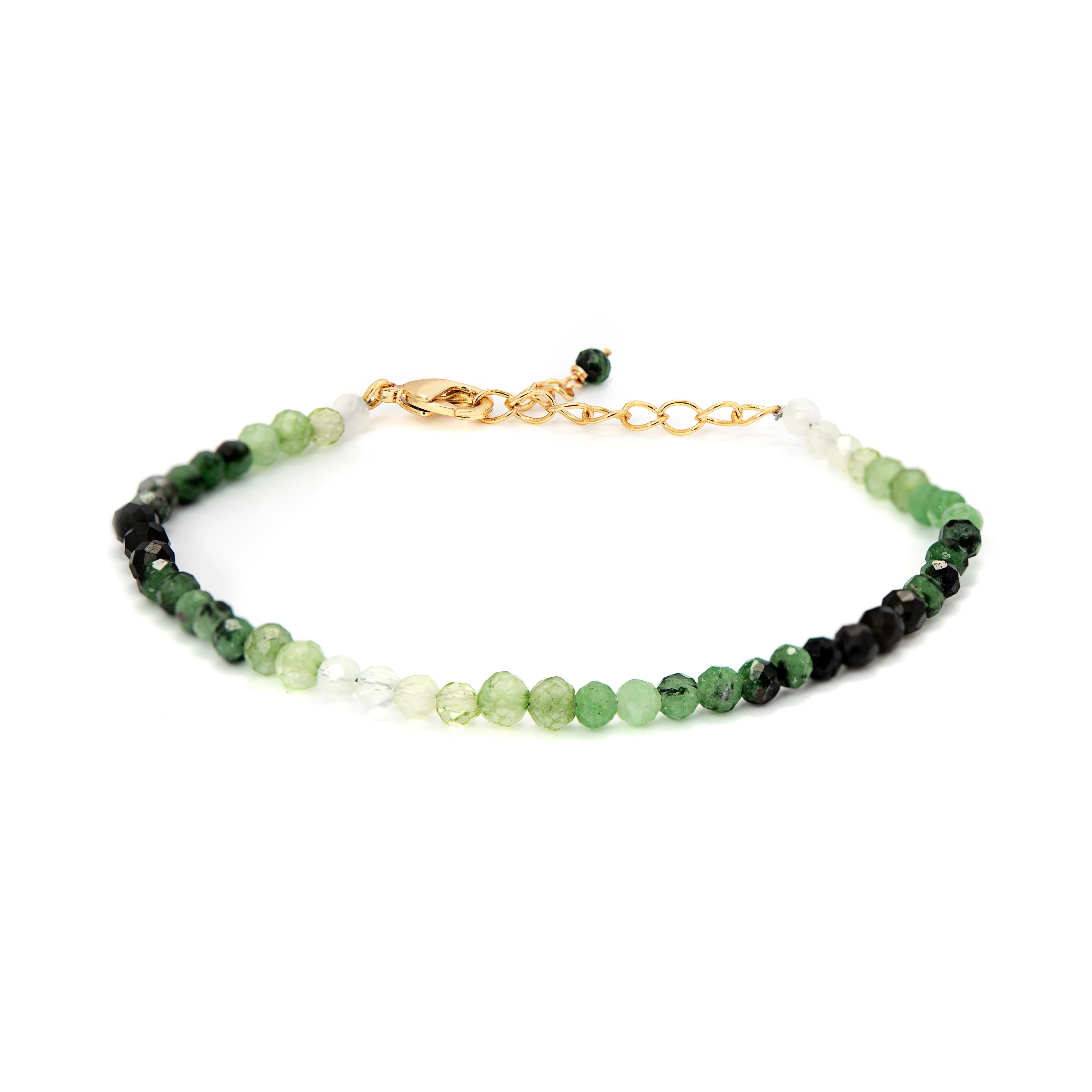Pulsera de Cristal Verde acabada en oro amarillo 18K - Halok