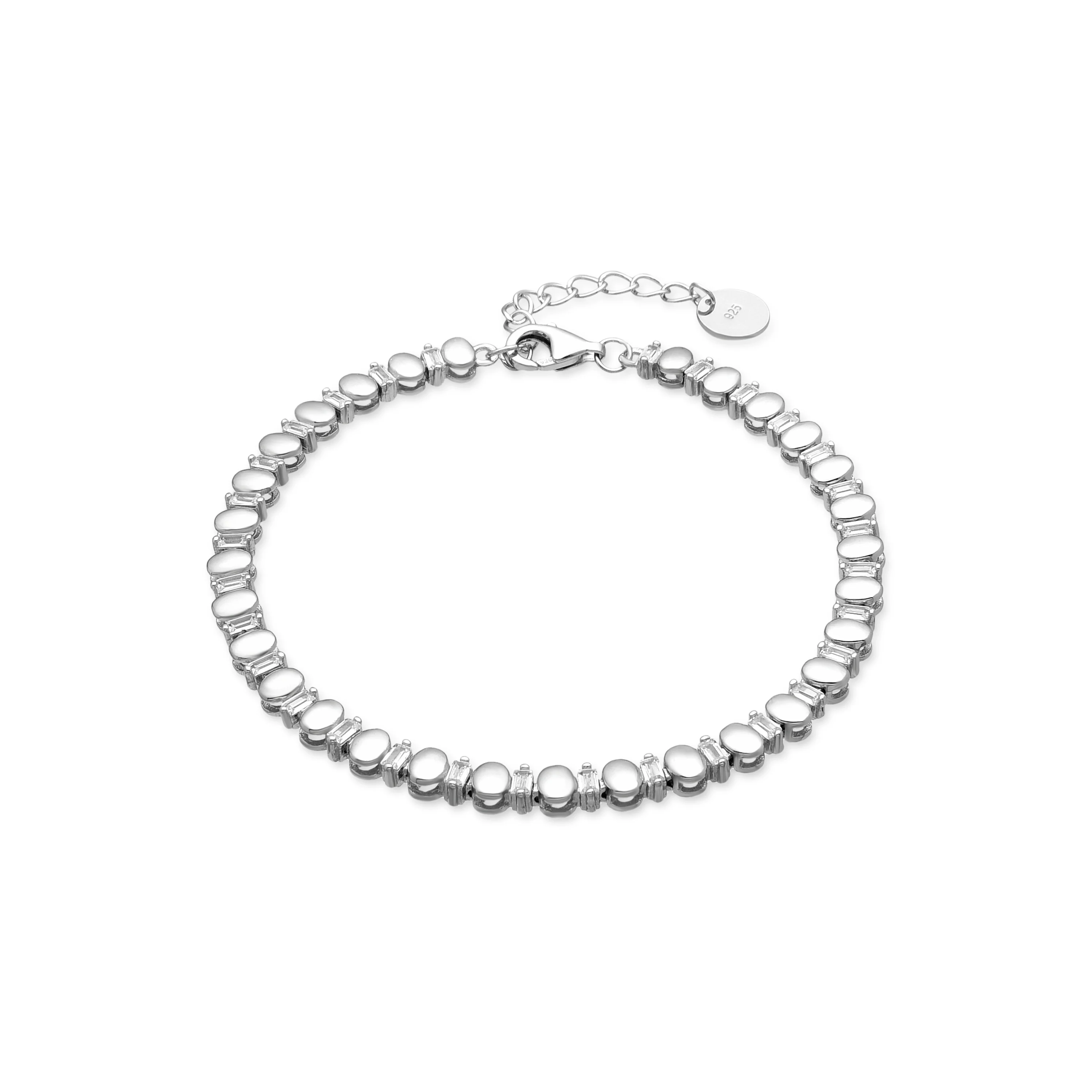 Pulsera de Plata de Ley 925 y Circonita Brillante acabado rodio - Hidot