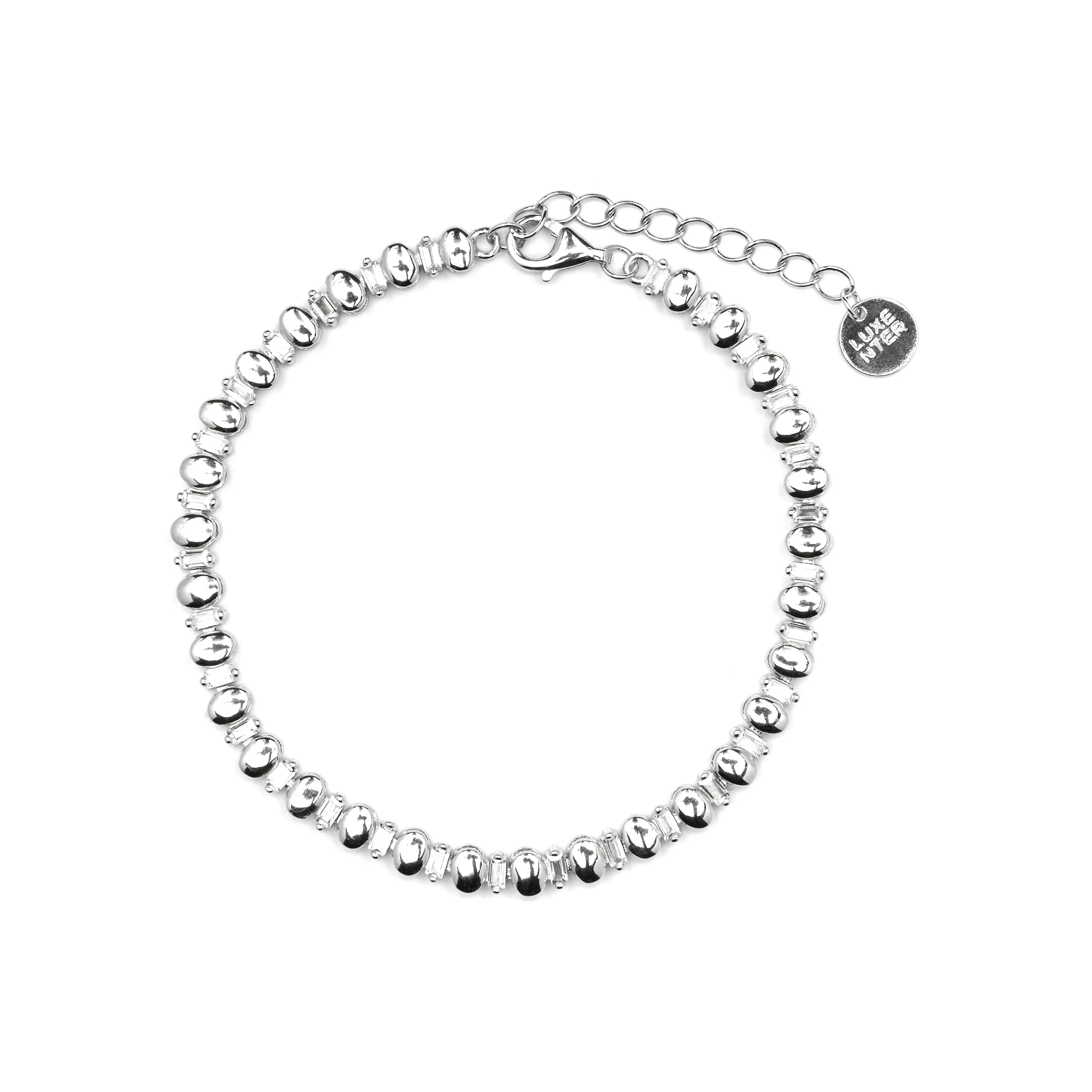 Pulsera de Plata de Ley 925 y Circonita Brillante acabado rodio - Hidot - Image 3