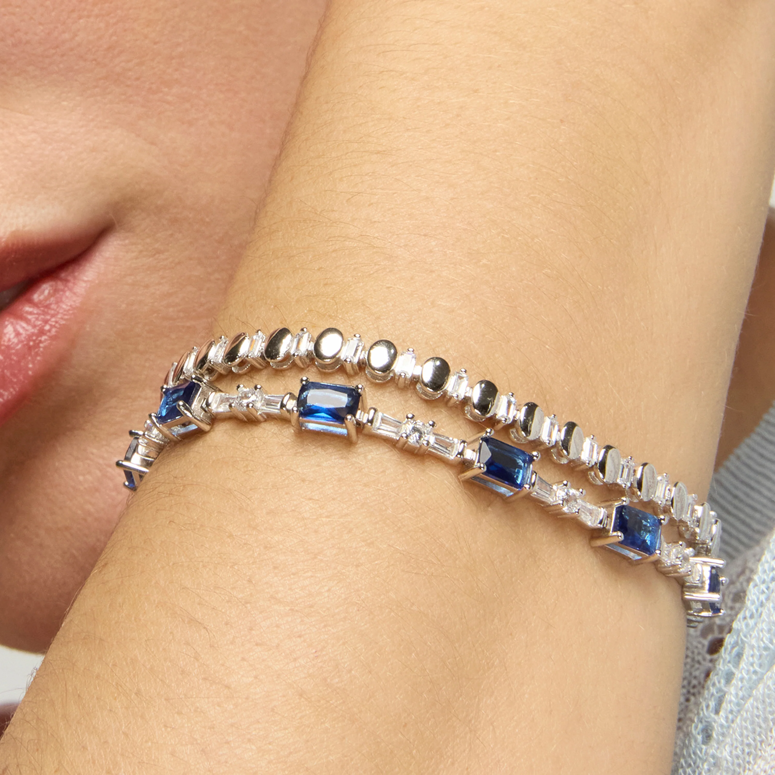 Pulsera de Plata de Ley 925 y Circonita Brillante acabado rodio - Hidot - Image 4