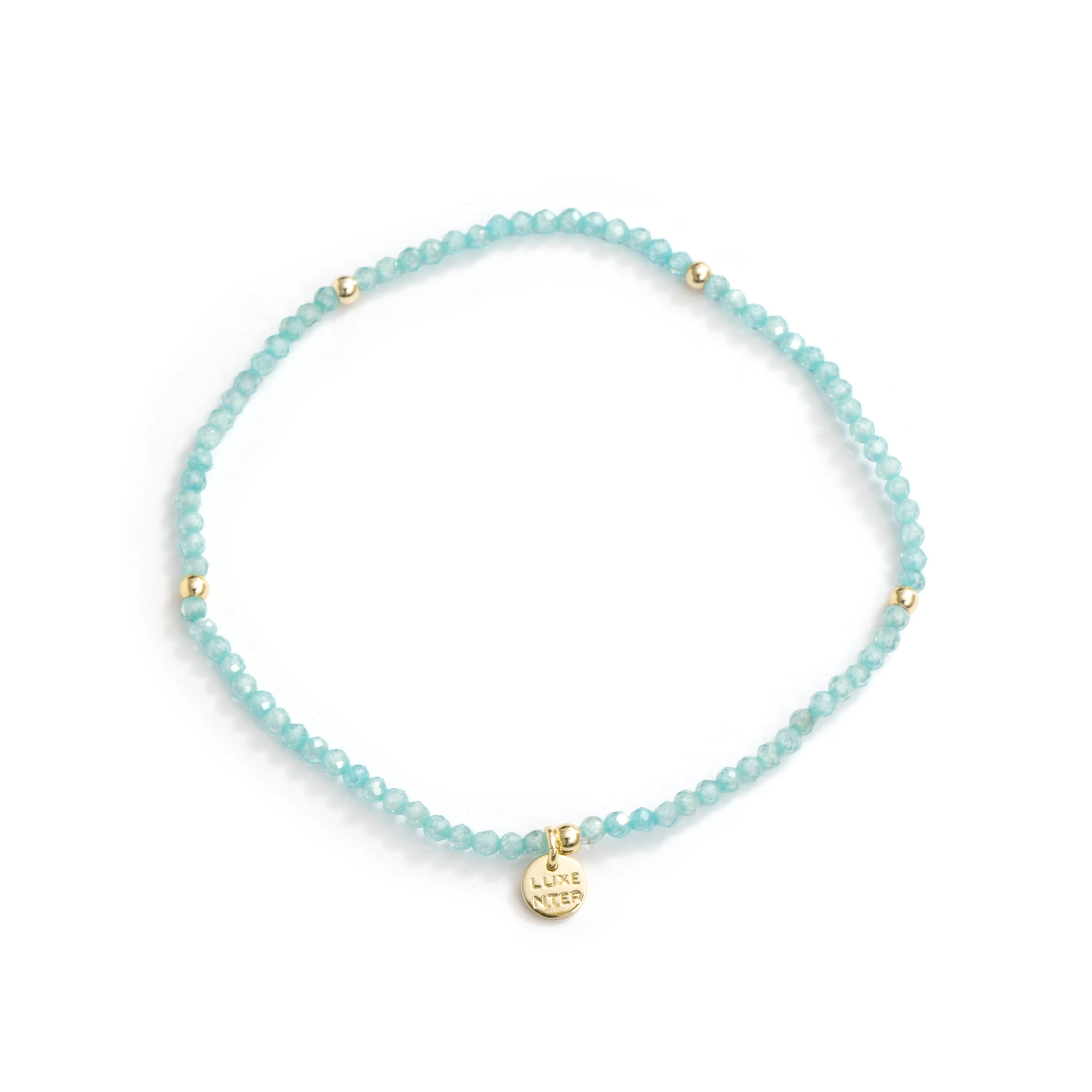 Pulsera de Aleación de Metal y Cristal Azul acabado en oro amarillo de 18k - Hilry - Image 3