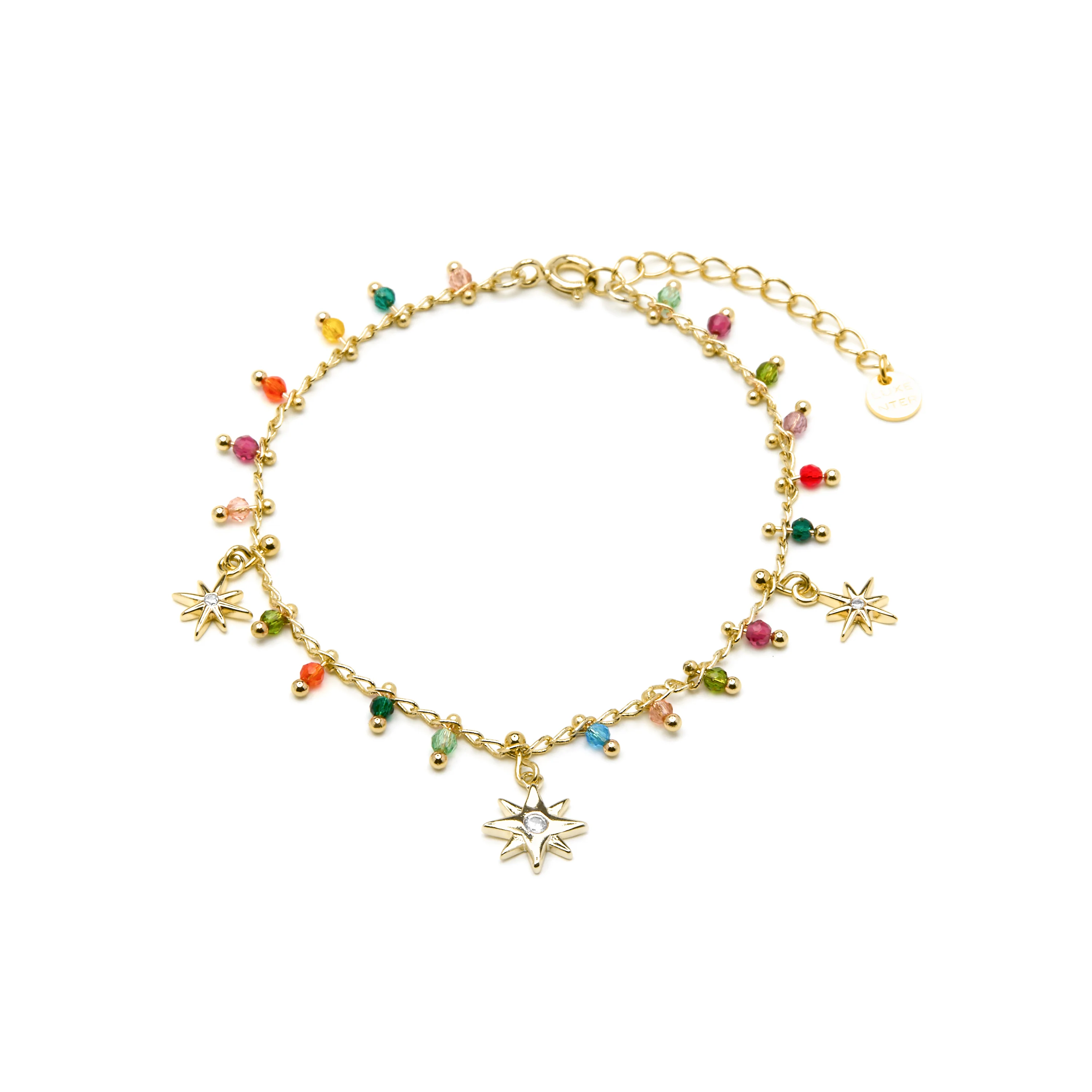 Pulsera de Plata de Ley 925 y Cristal Multicolor acabado oro amarillo de 18k - Huin - Image 3