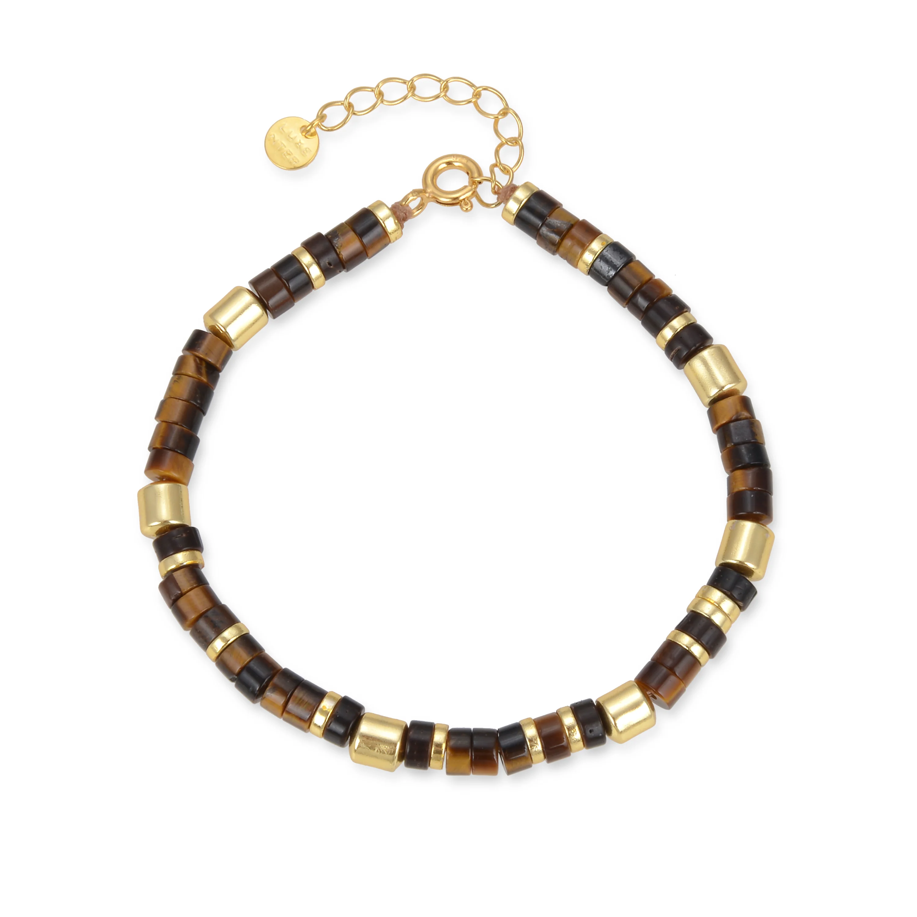 Pulsera de Plata de Ley 925 con Ojo De Tigre acabada en oro amarillo de 18K - Ihun - Image 3