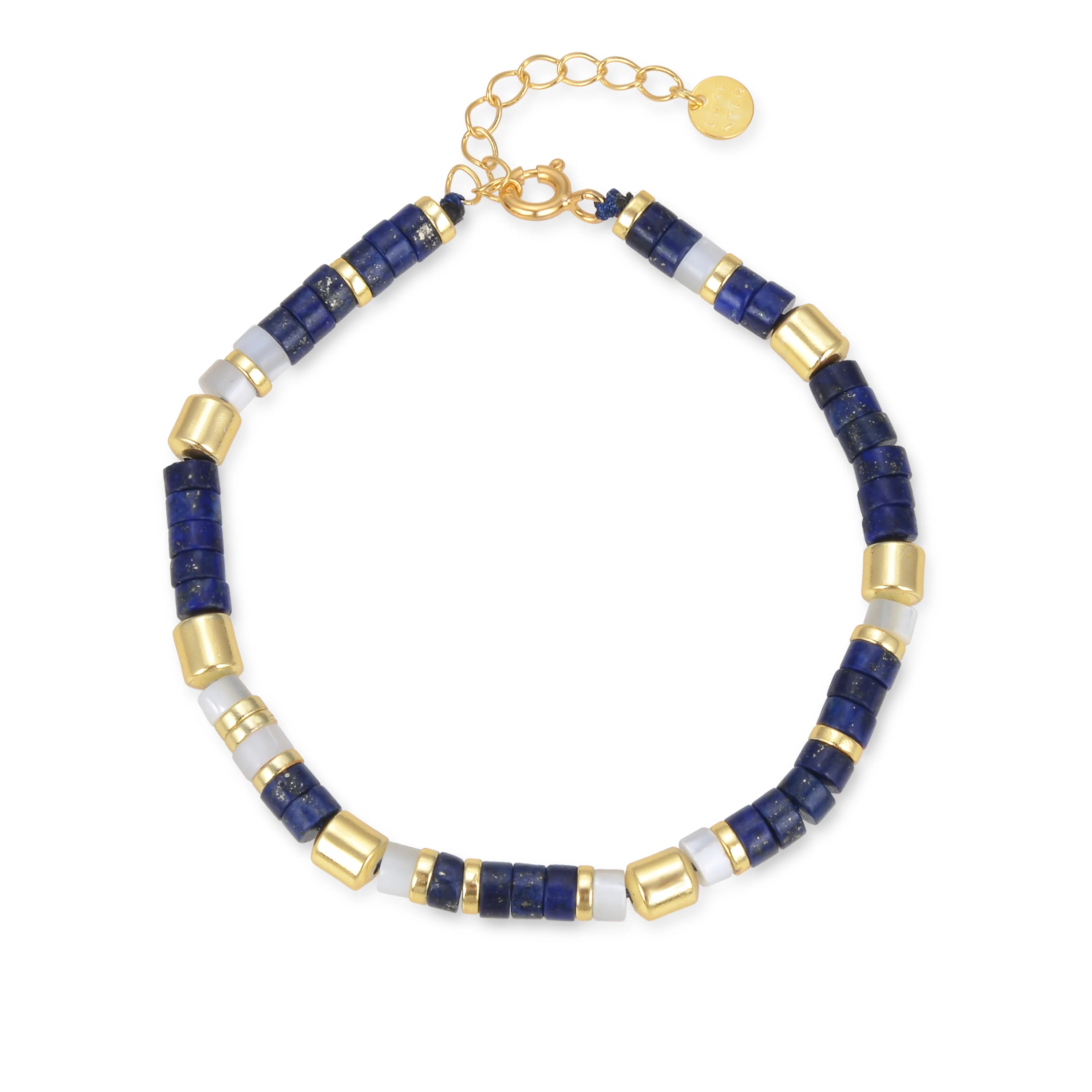 Pulsera de Plata de Ley 925 con Lapislazuli Natural acabada en oro amarillo 18K - Ihun - Image 3