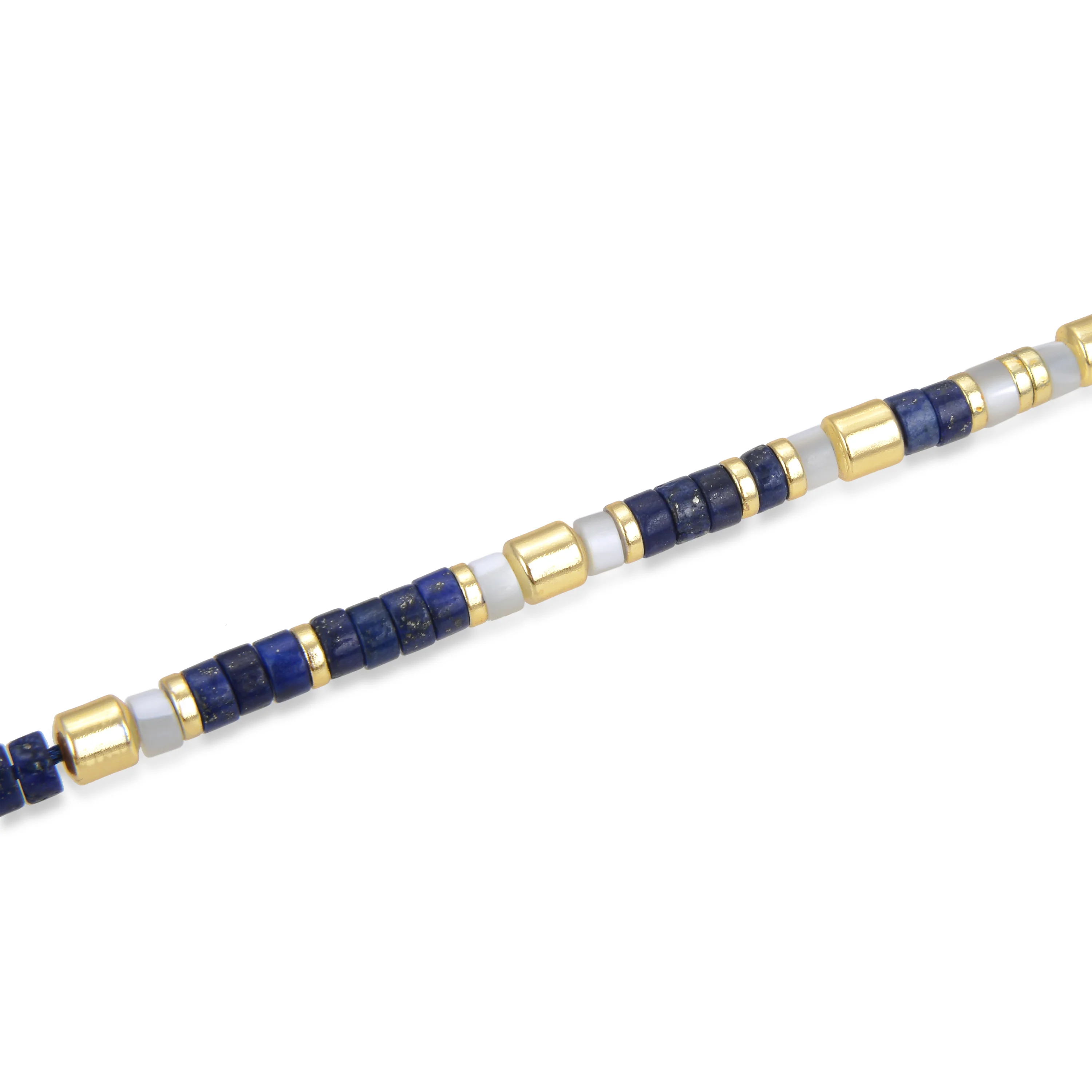 Pulsera de Plata de Ley 925 con Lapislazuli Natural acabada en oro amarillo 18K - Ihun - Image 5