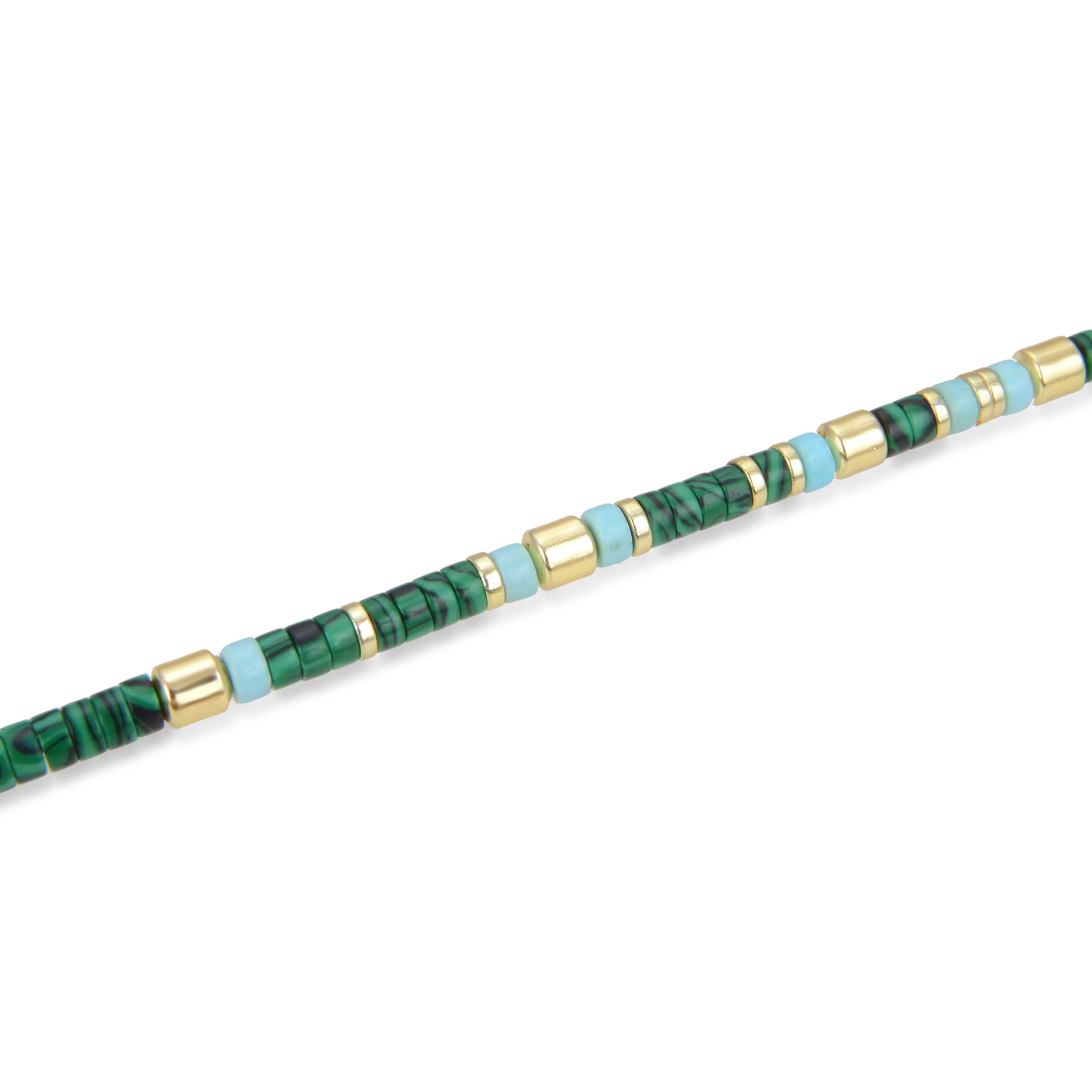 Pulsera de Plata de Ley 925 con Malaquita acabada en oro amarillo 18K - Ihun - Image 5