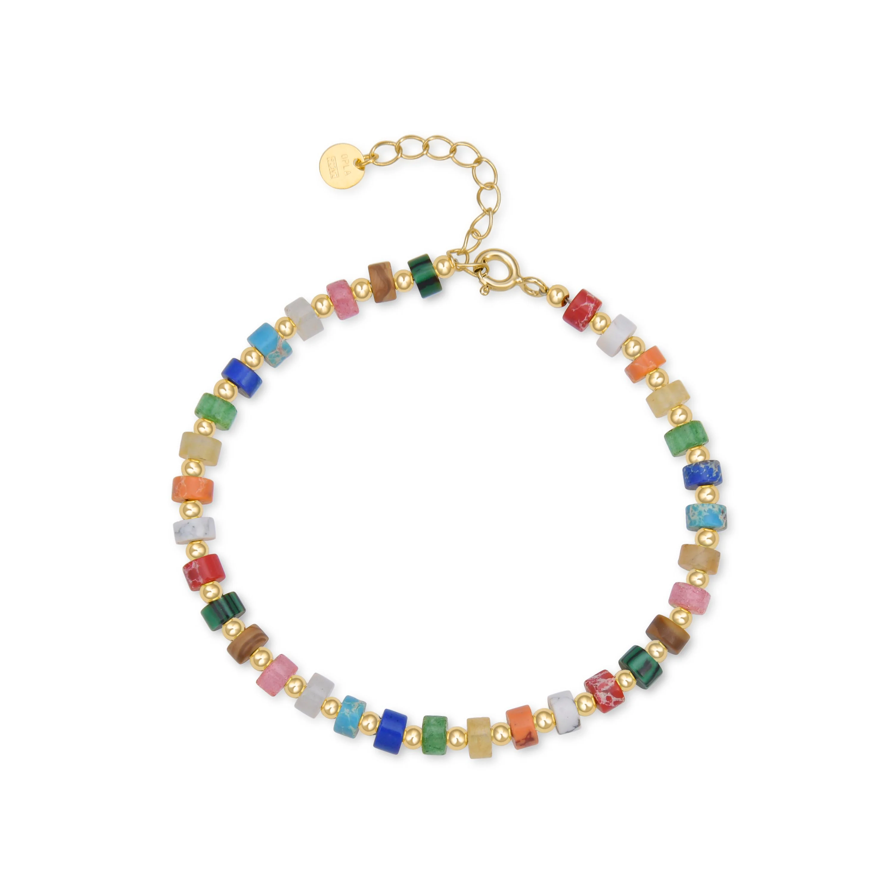Pulsera de Plata de Ley 925 con Cristal Multicolor acabada en oro amarillo 18K - Ihun - Image 3