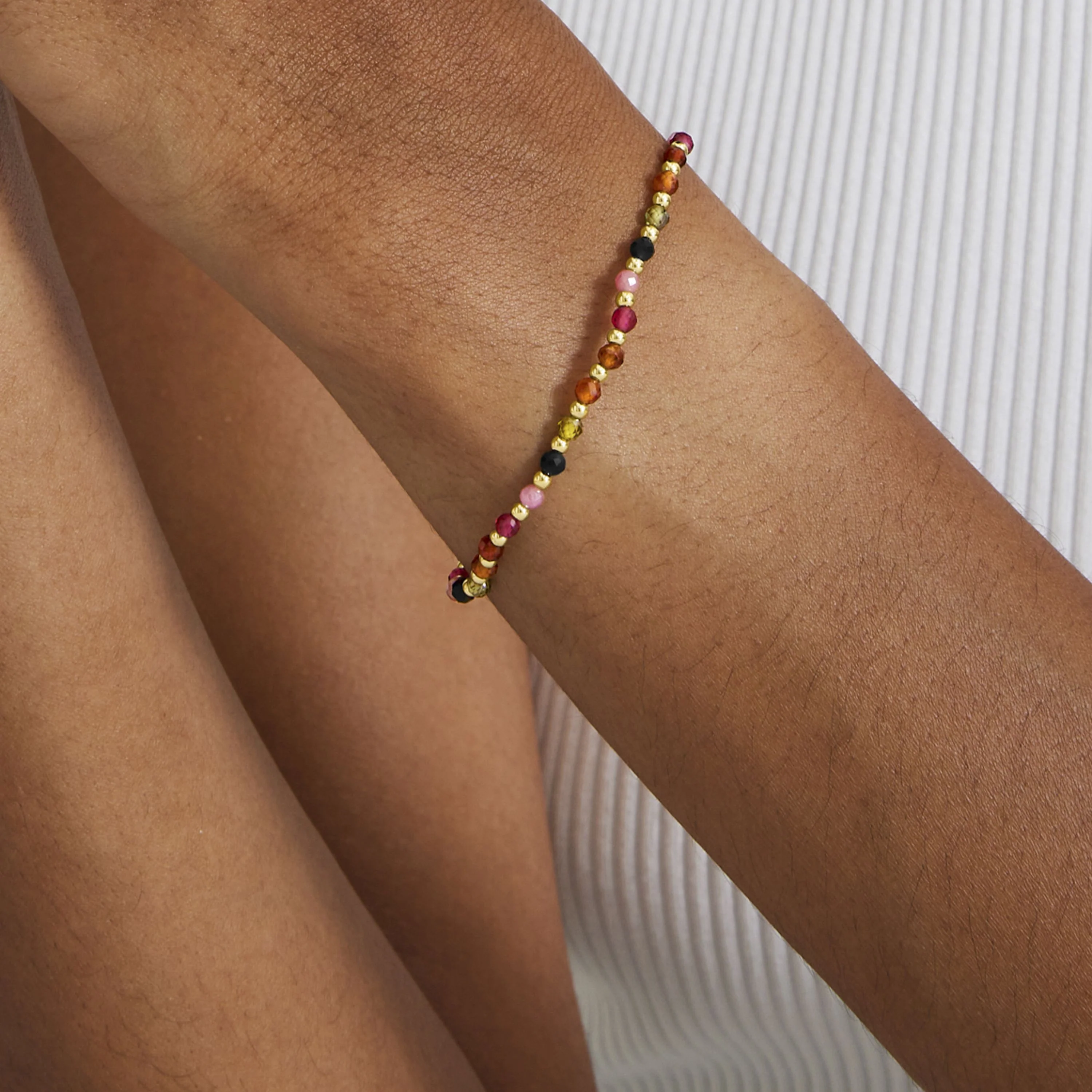 Pulsera de Cristal Multicolor acabada en oro amarillo 18K - Irfoa - Image 4