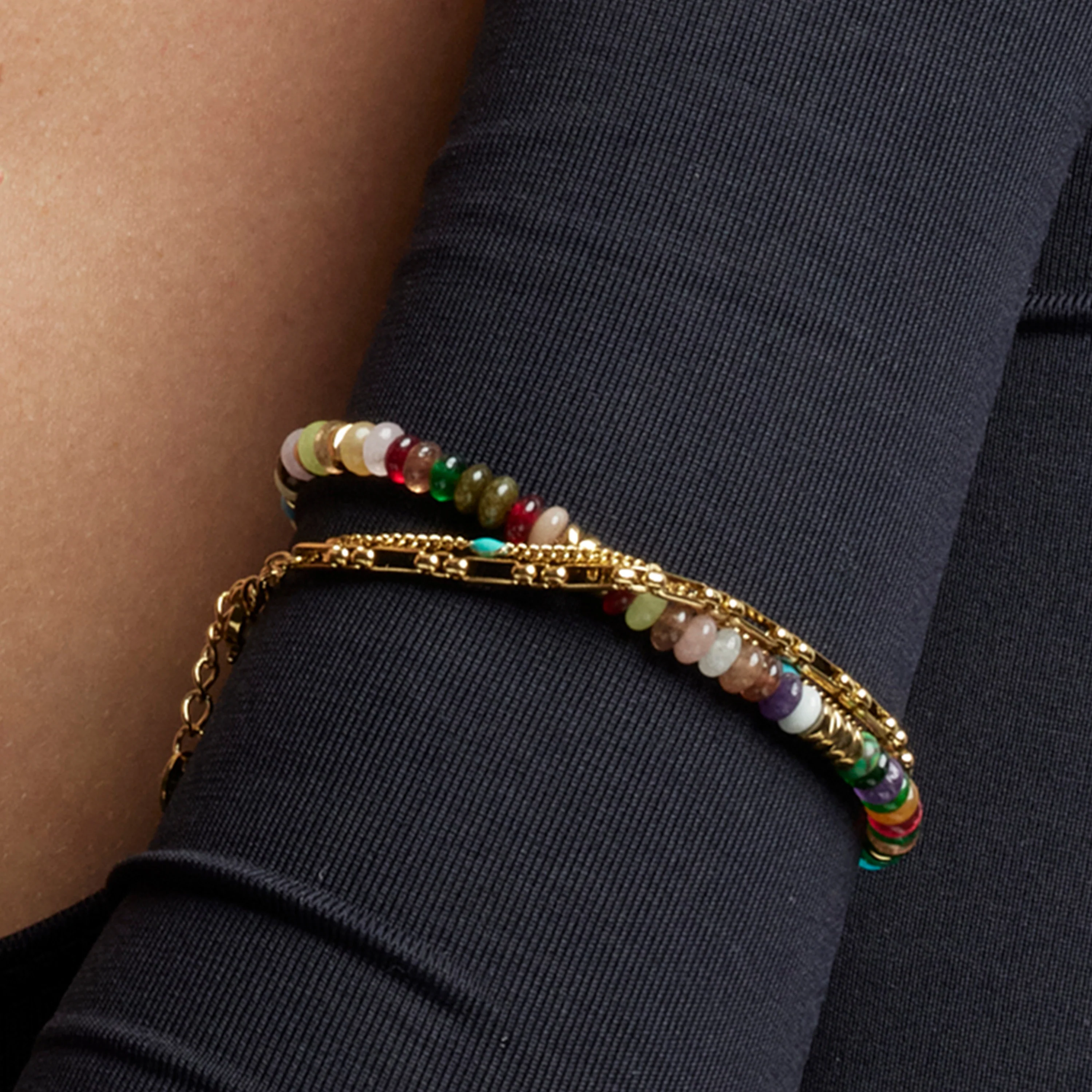 Pulsera con Cristal Multicolor acabado oro 18k - Issne - Image 3