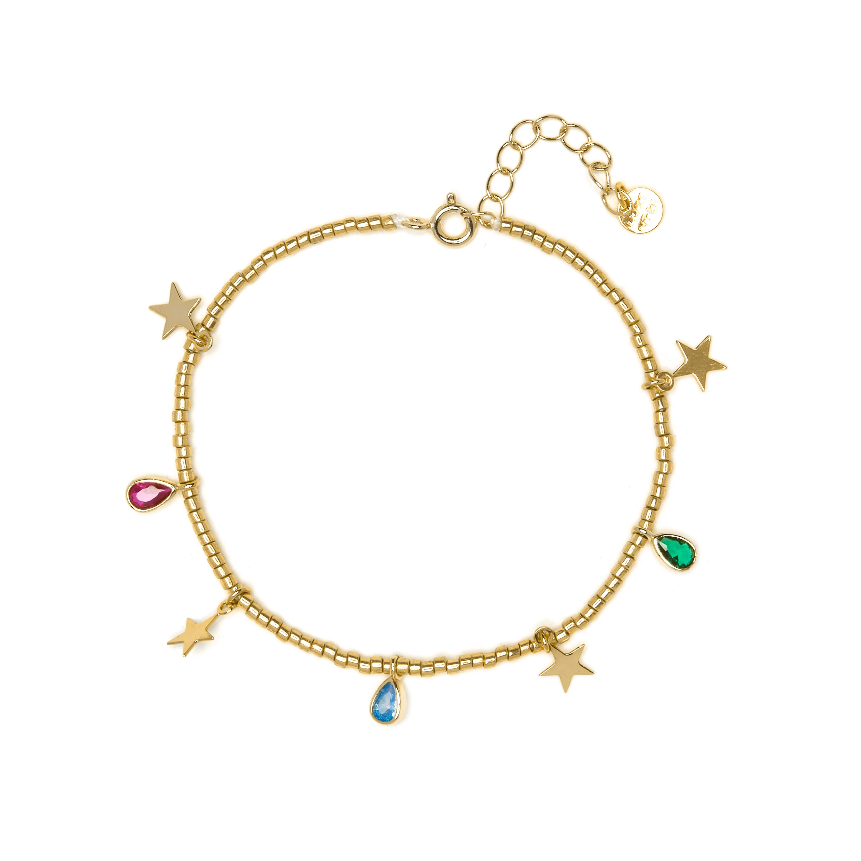 Pulsera de Plata de Ley 925 y Circonita Multicolor acabado en oro amarillo 18k - Itza - Image 3