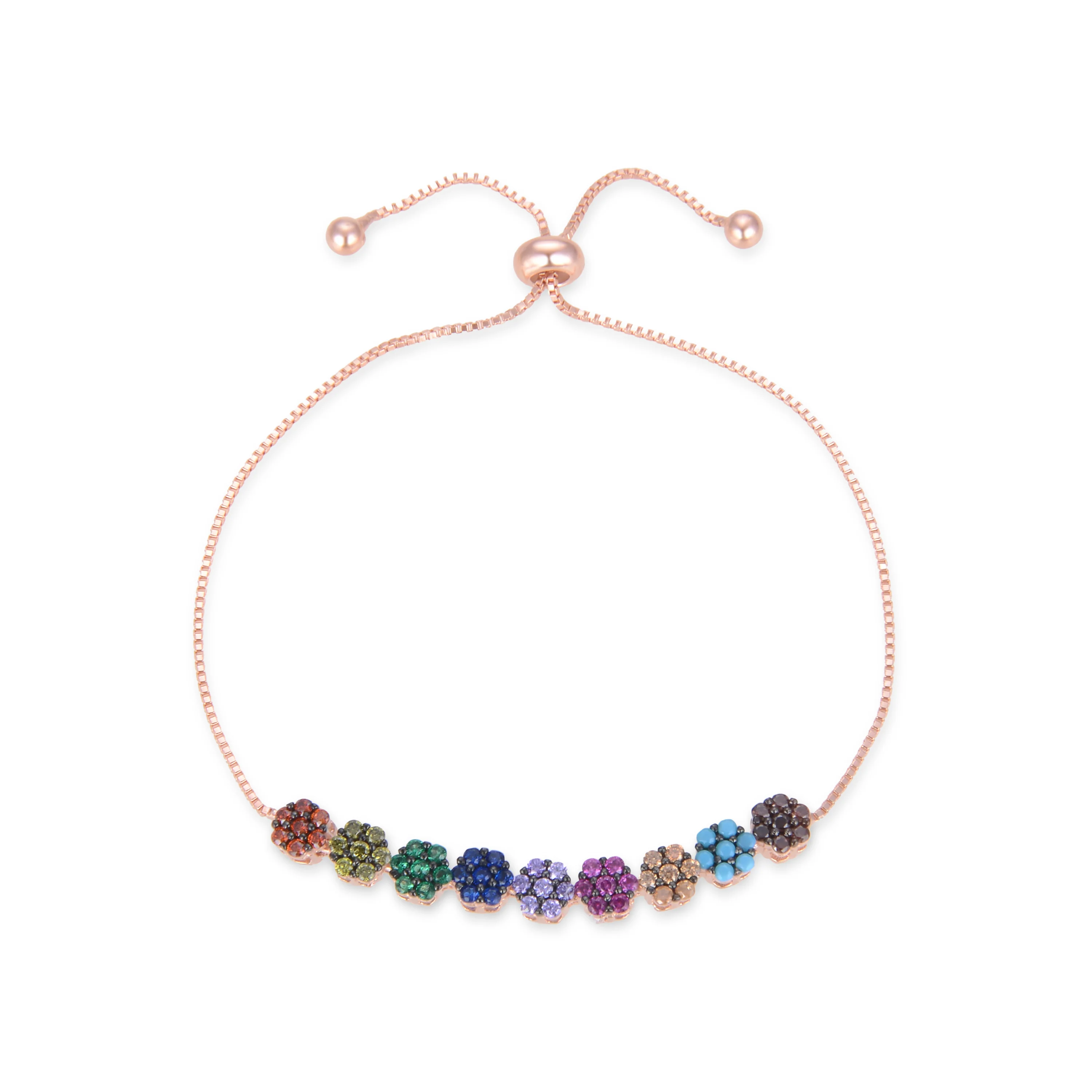 Pulsera de Plata de Ley 925 con Circonita Multicolor acabada en oro rosa 18K - Jusit - Image 3