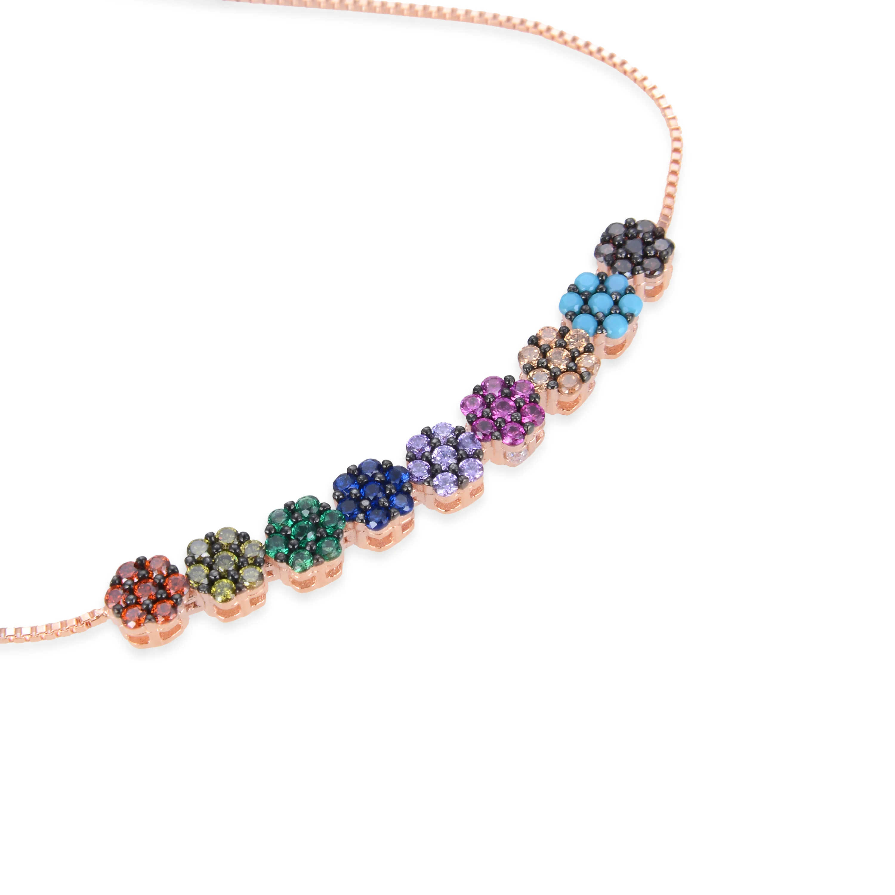 Pulsera de Plata de Ley 925 con Circonita Multicolor acabada en oro rosa 18K - Jusit - Image 4