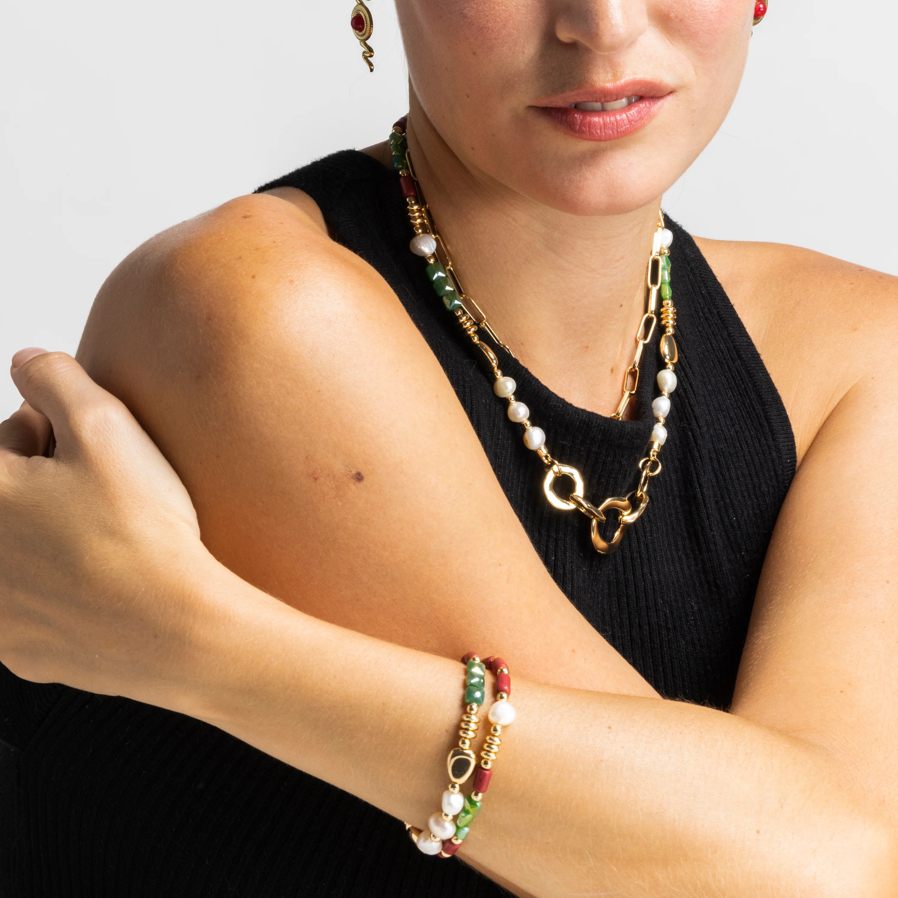 Pulsera con Perla Blanca acabado oro 18k - Kany - Image 2