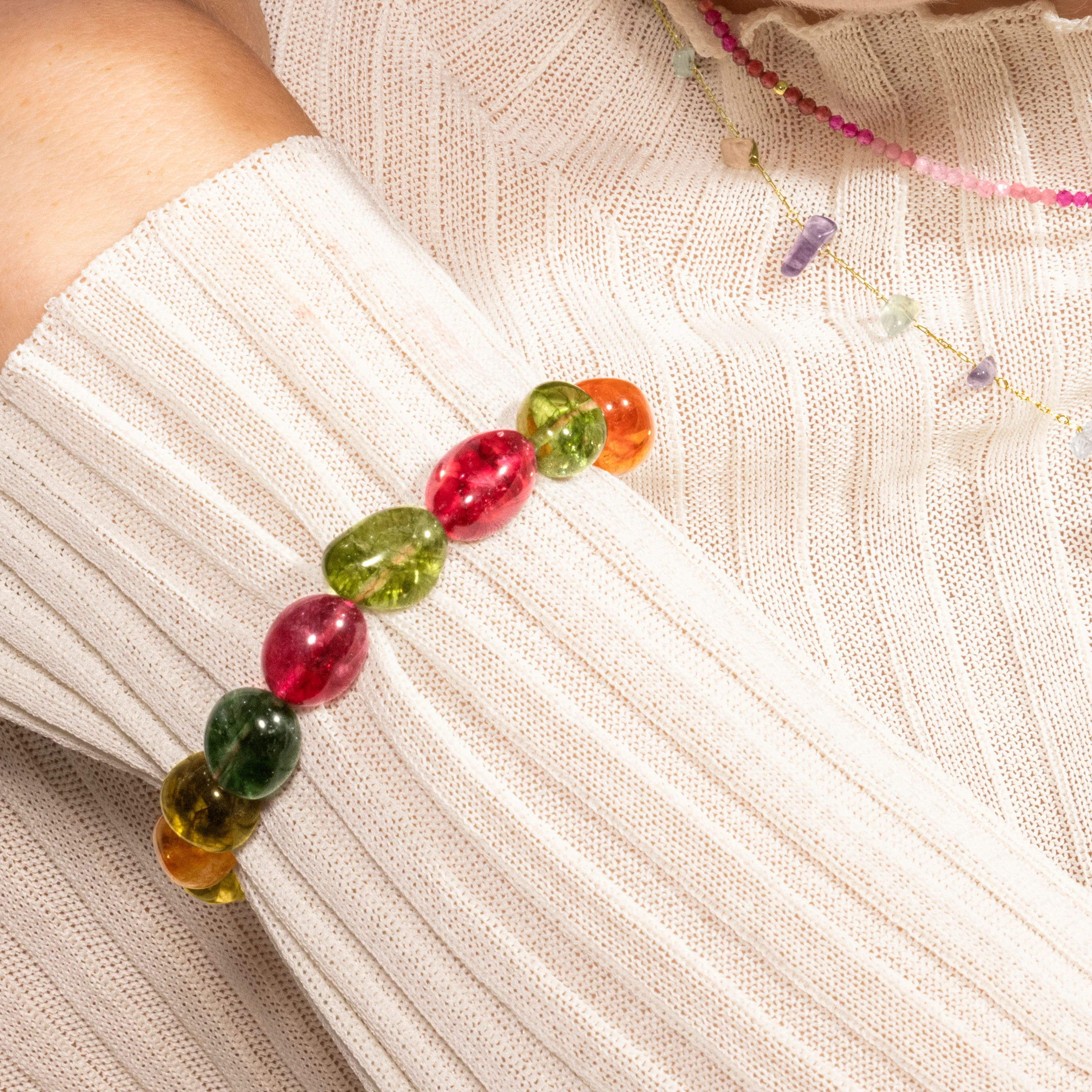 Pulsera de Plata de Ley 925 con Cristal Multicolor acabada en oro amarillo 18K - Karse - Image 3