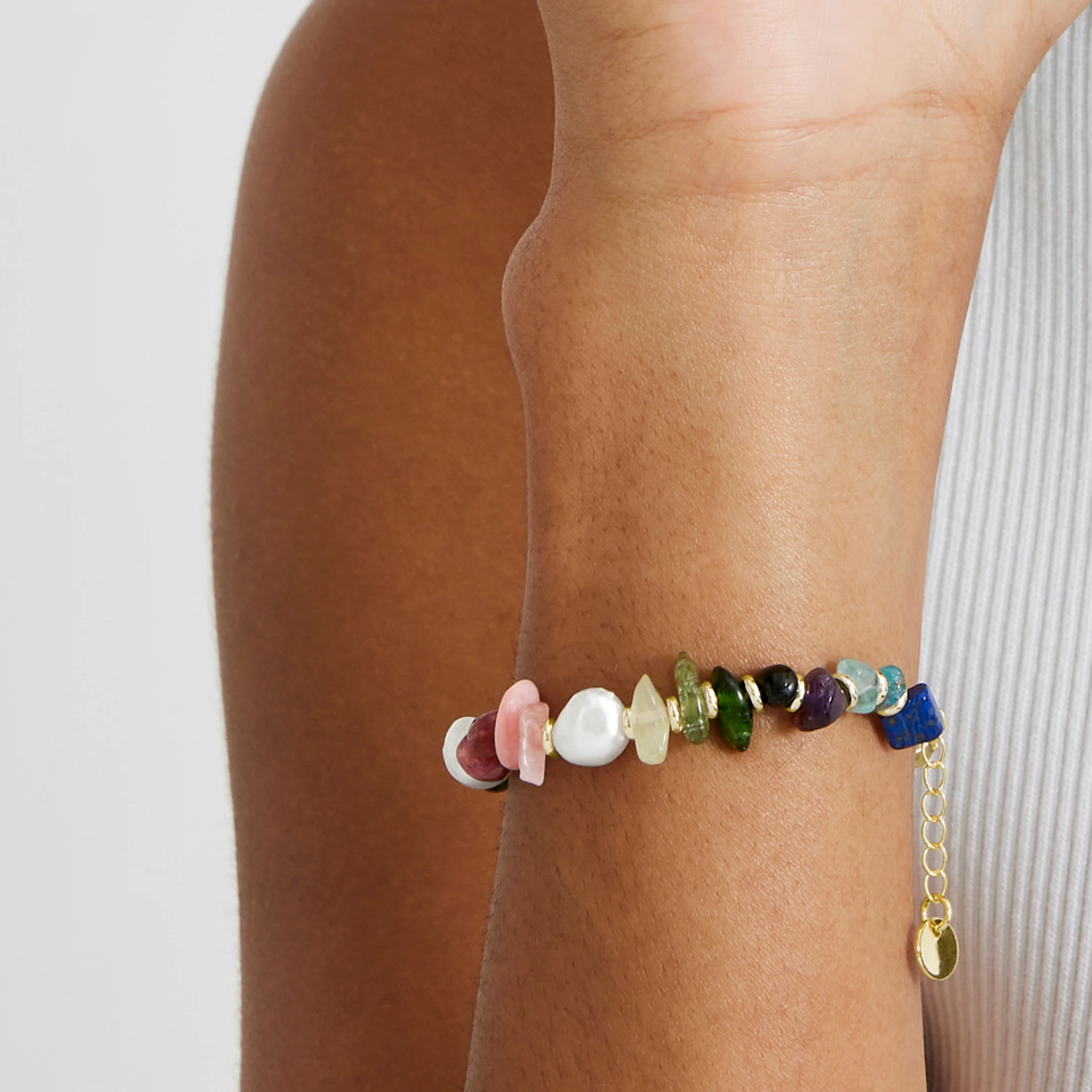 Pulsera de Multicolor Piedra Natural acabada en oro amarillo 18K - Kasyo - Image 4