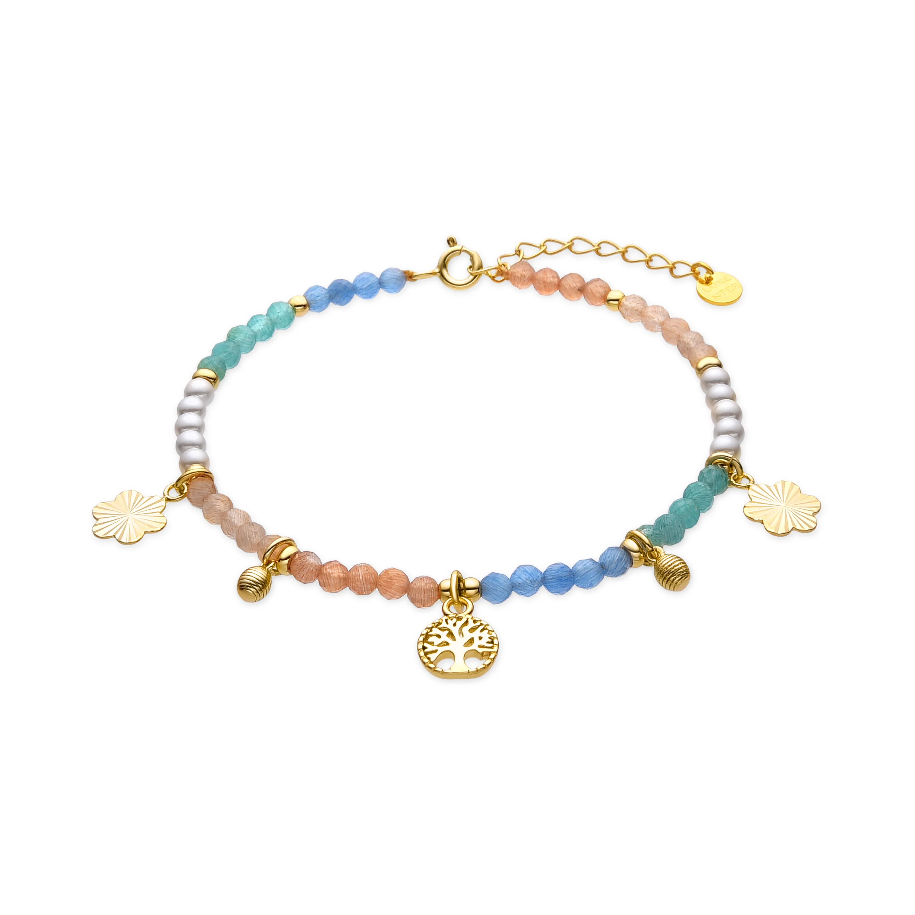 Pulsera de Plata de Ley 925 y Cristal Multicolor acabado oro amarillo de 18k - Kedril