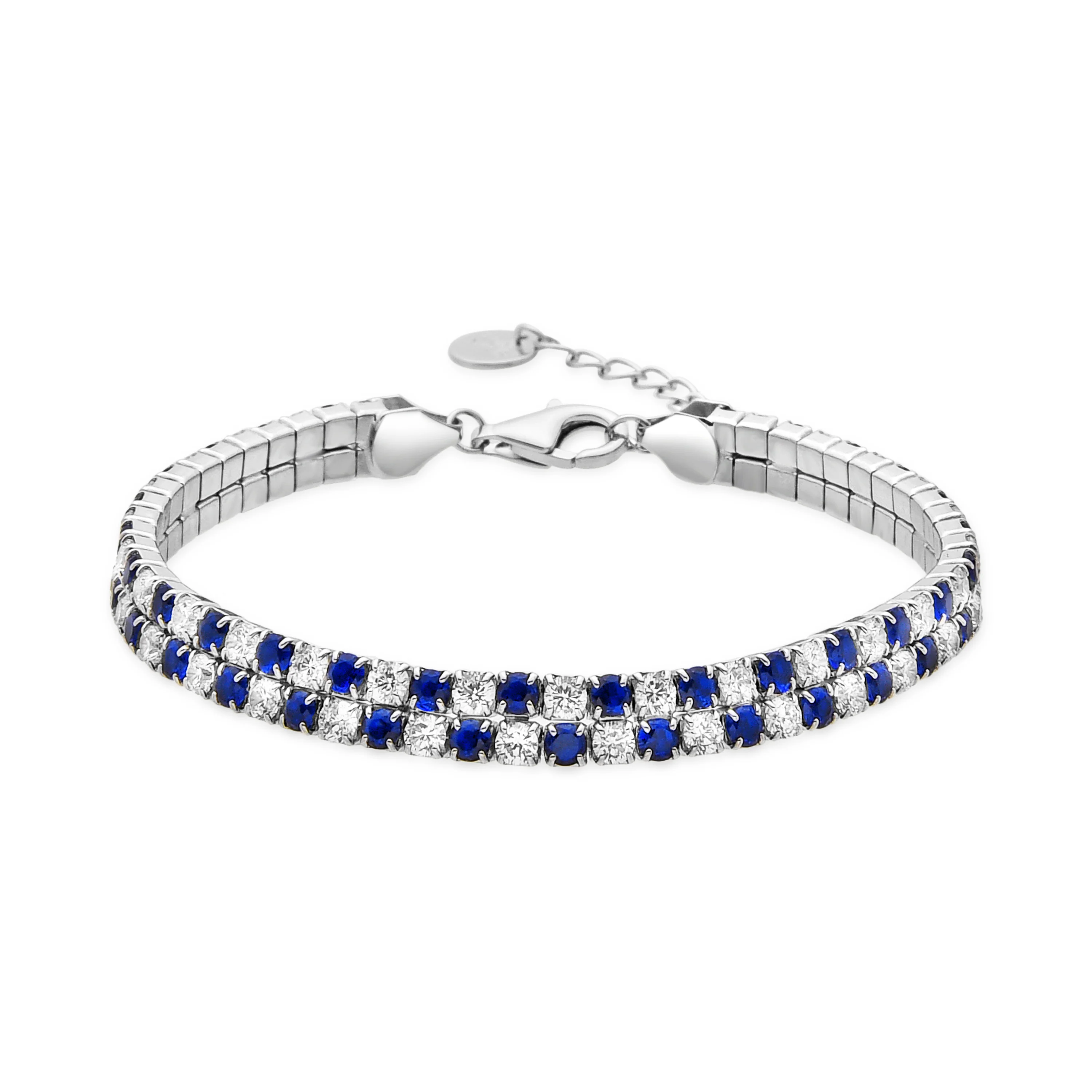 Pulsera de Plata de Ley 925 y Circonita Záfiro acabado en rodio - Kheko