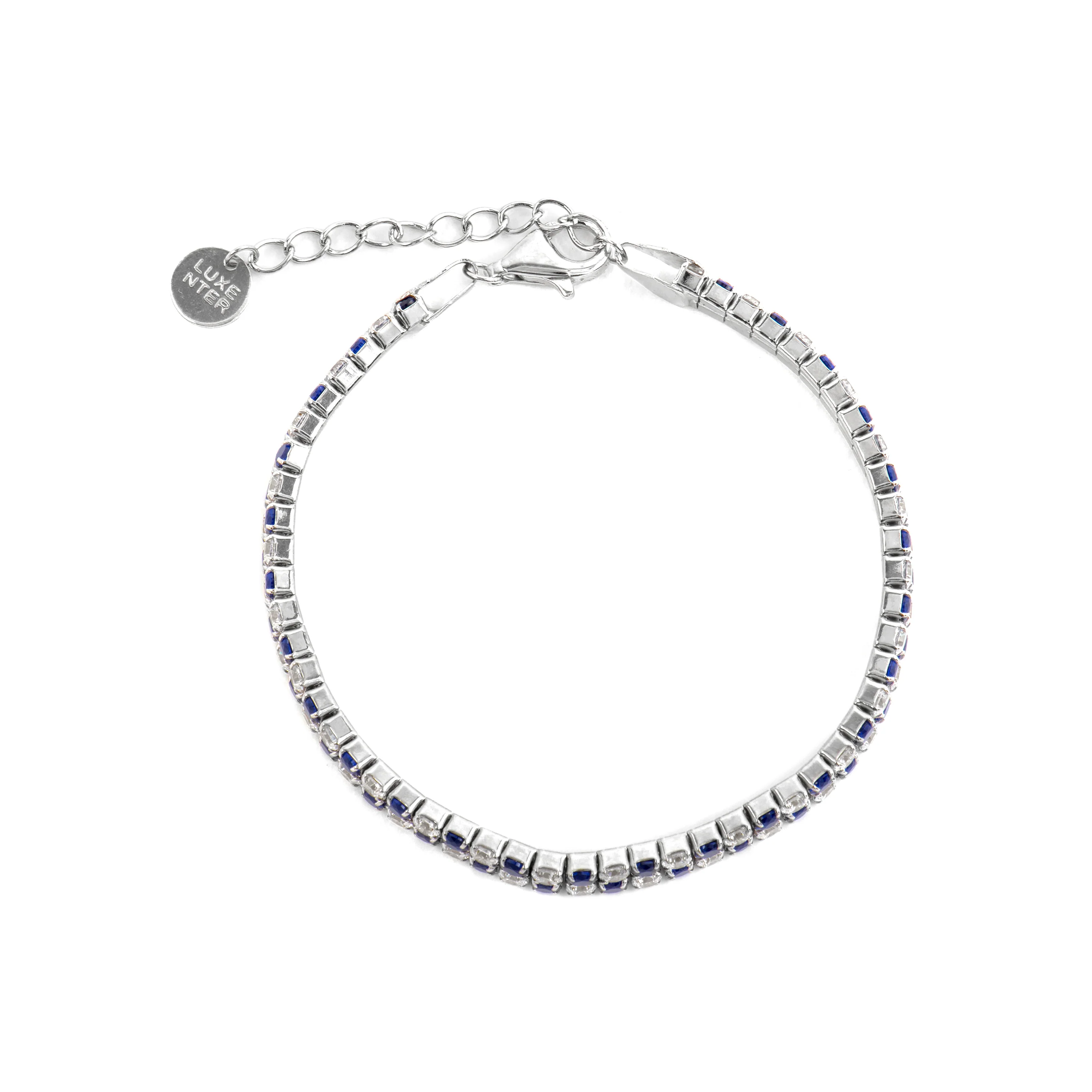 Pulsera de Plata de Ley 925 y Circonita Záfiro acabado en rodio - Kheko - Image 3