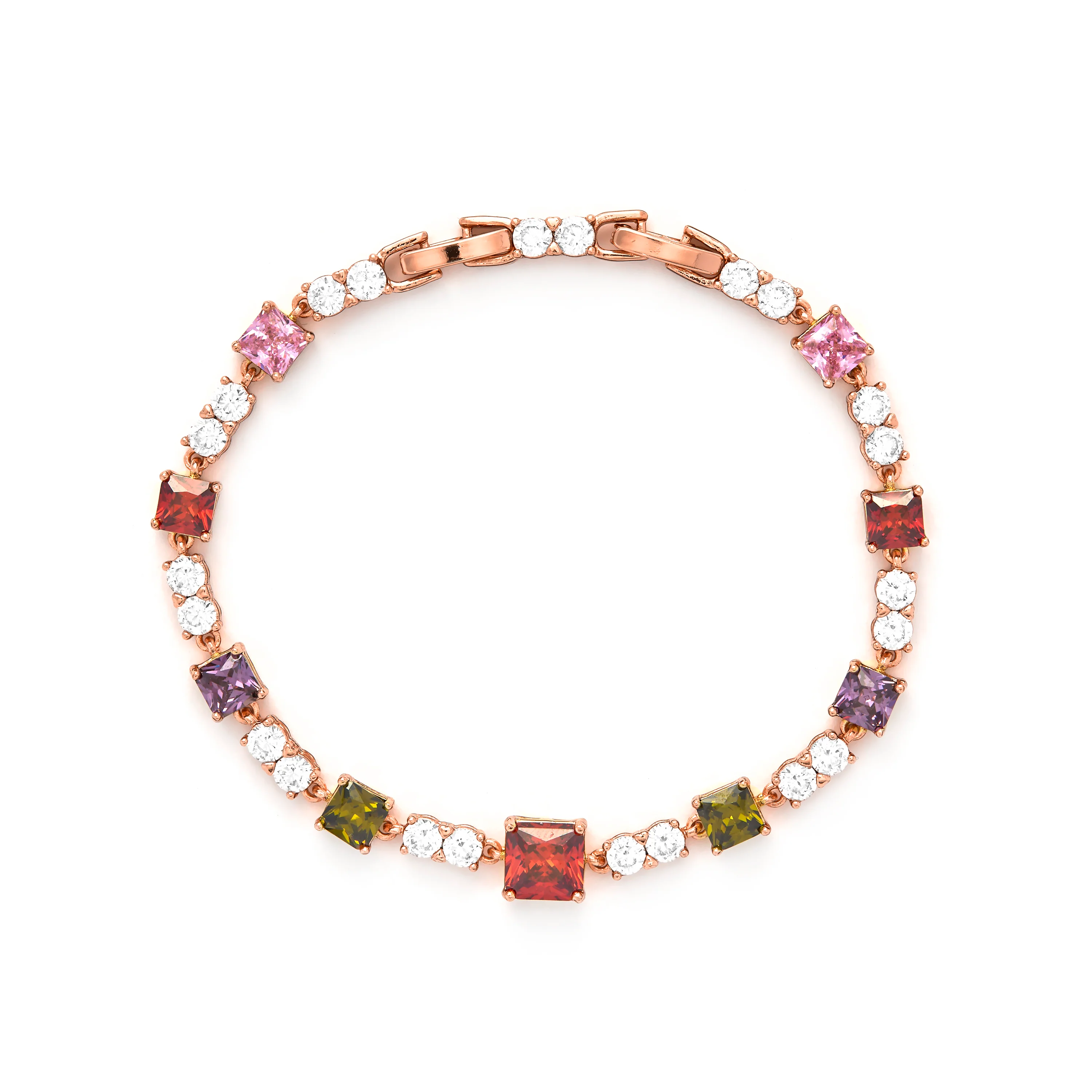 Pulsera de Circonita Multicolor acabado en oro amarillo de 18k - Khoy