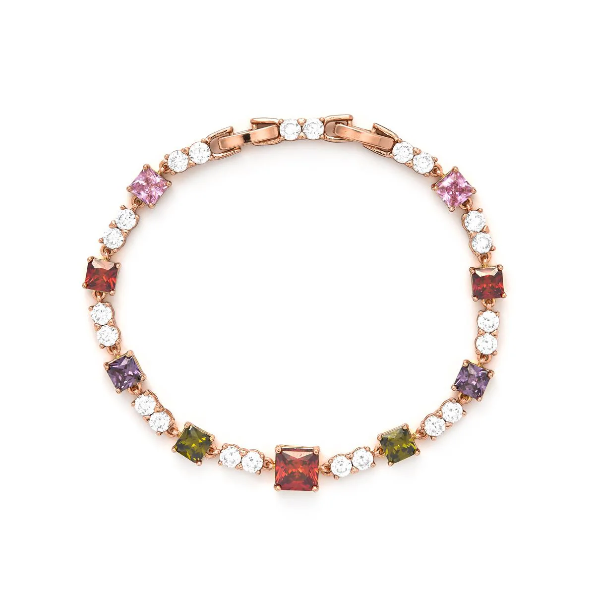 Pulsera de Circonita Multicolor acabado en oro amarillo de 18k - Khoy - Image 3