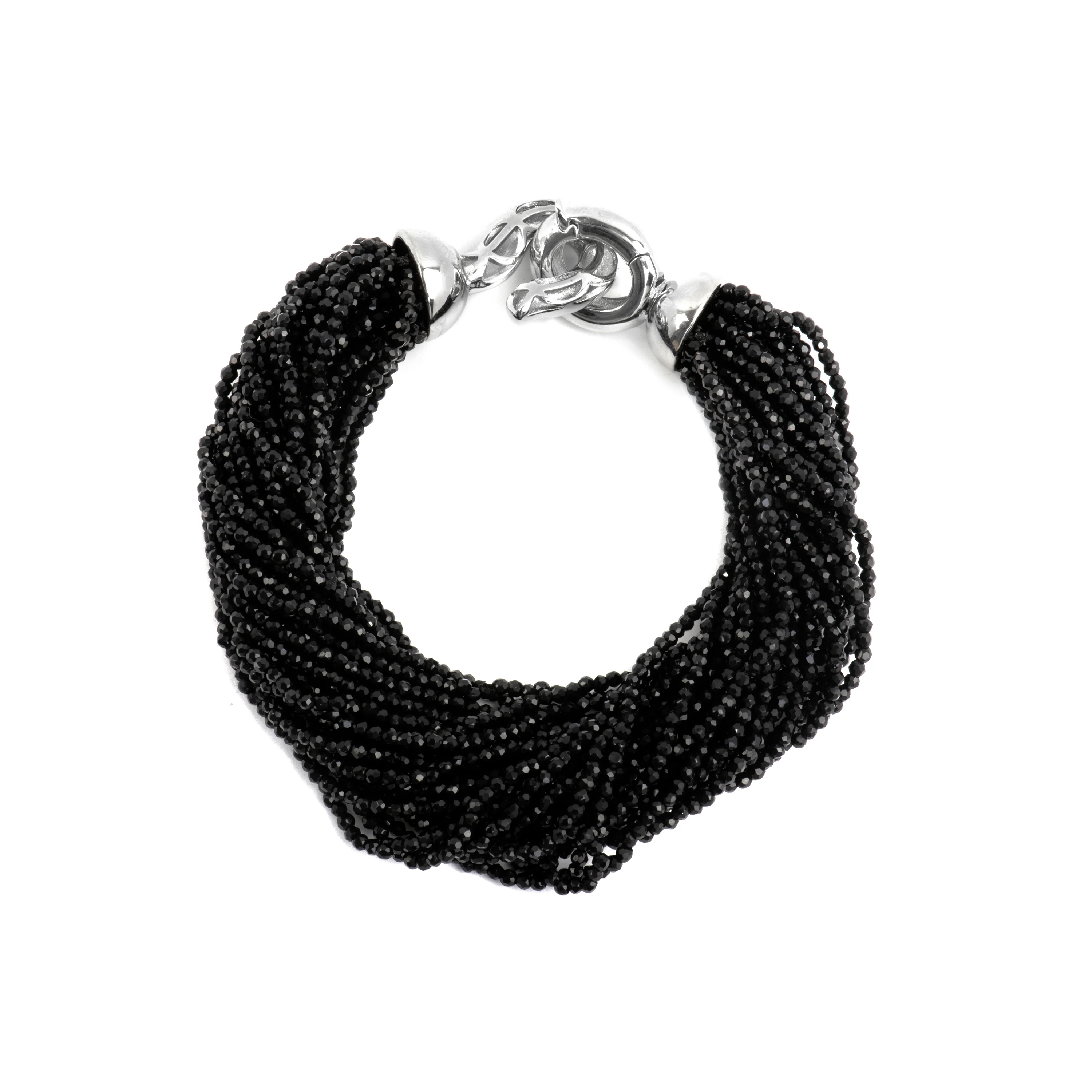 Pulsera de Plata de Ley 925 y Cristal Negro acabado rodio - Kibak - Image 3