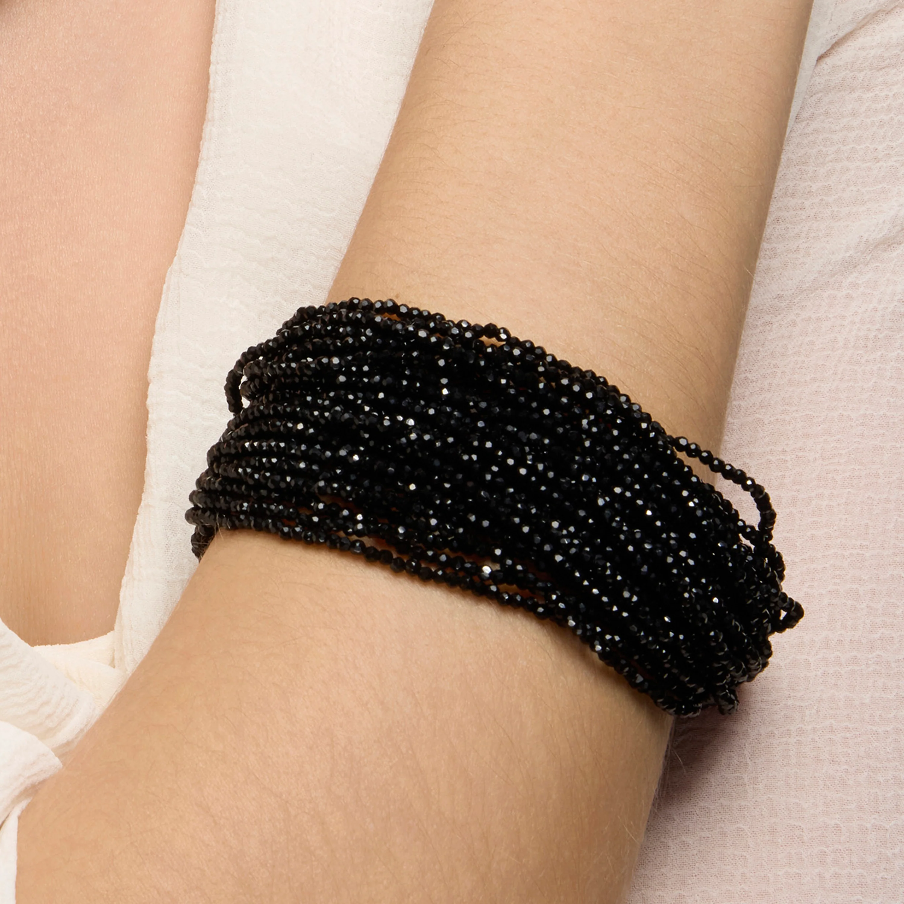 Pulsera de Plata de Ley 925 y Cristal Negro acabado rodio - Kibak - Image 4