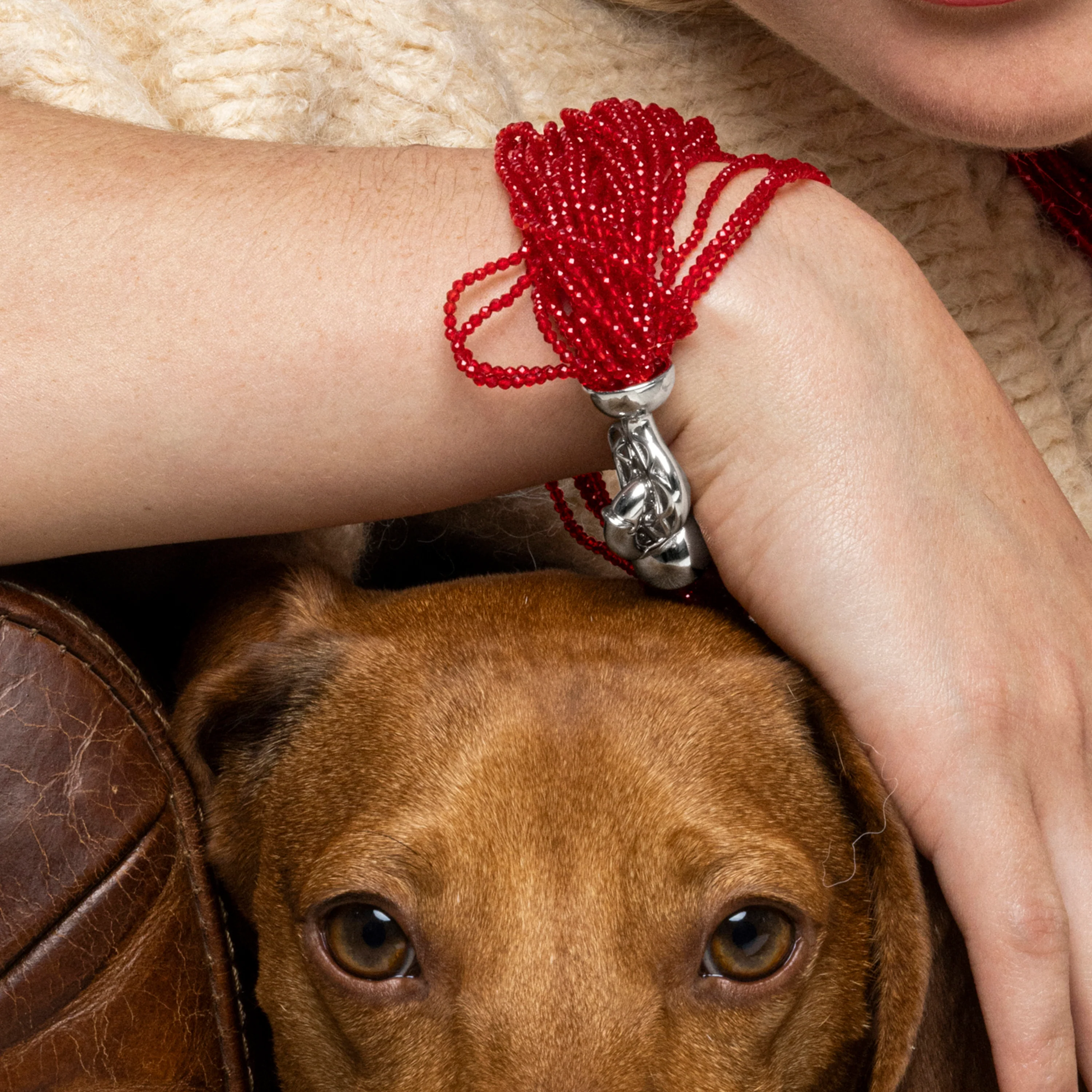 Pulsera Cristal Rojo acabado en rodio - Kibak - Image 3
