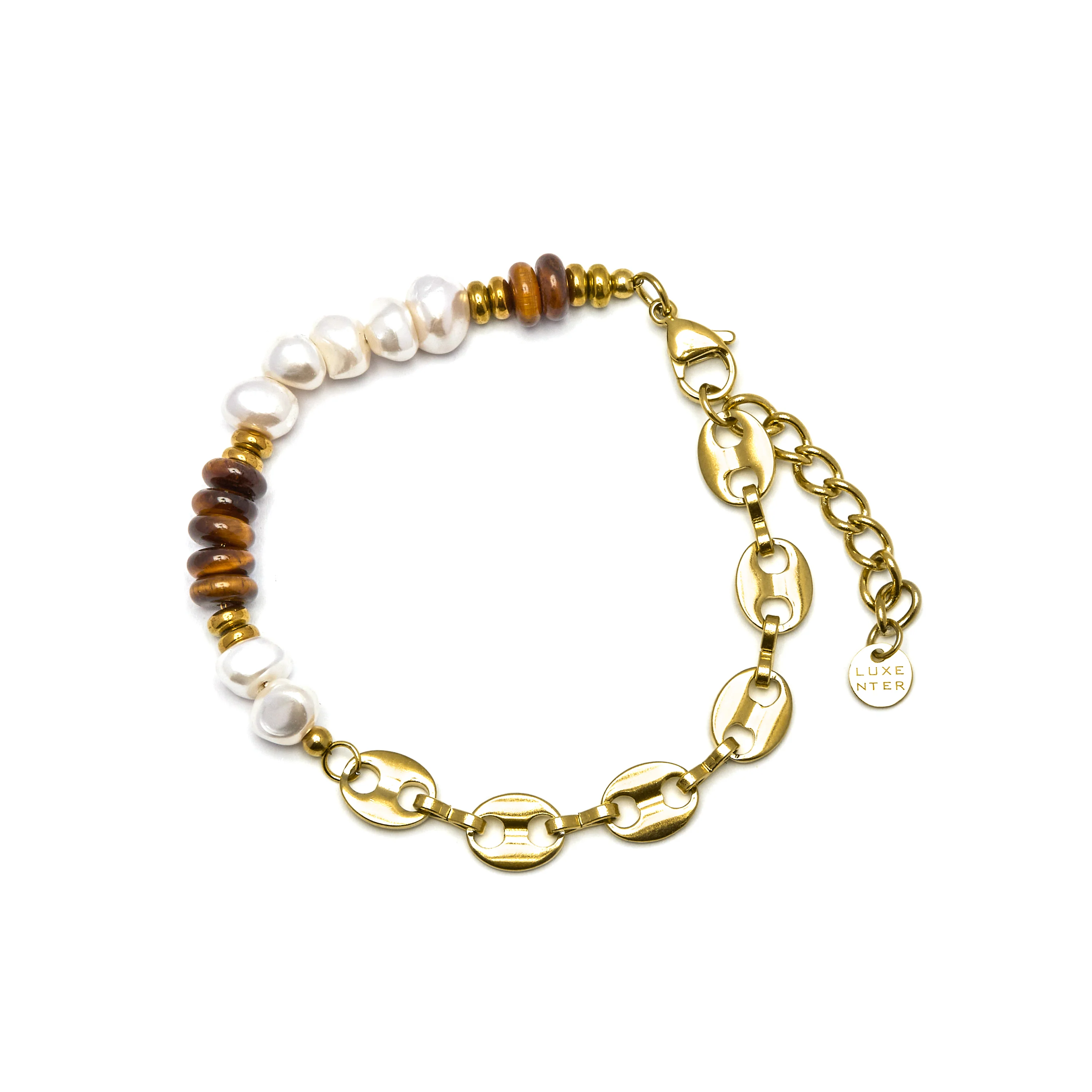 Pulsera con Ojo de Tigre acabado oro 18k - Kimbalbo - Image 3