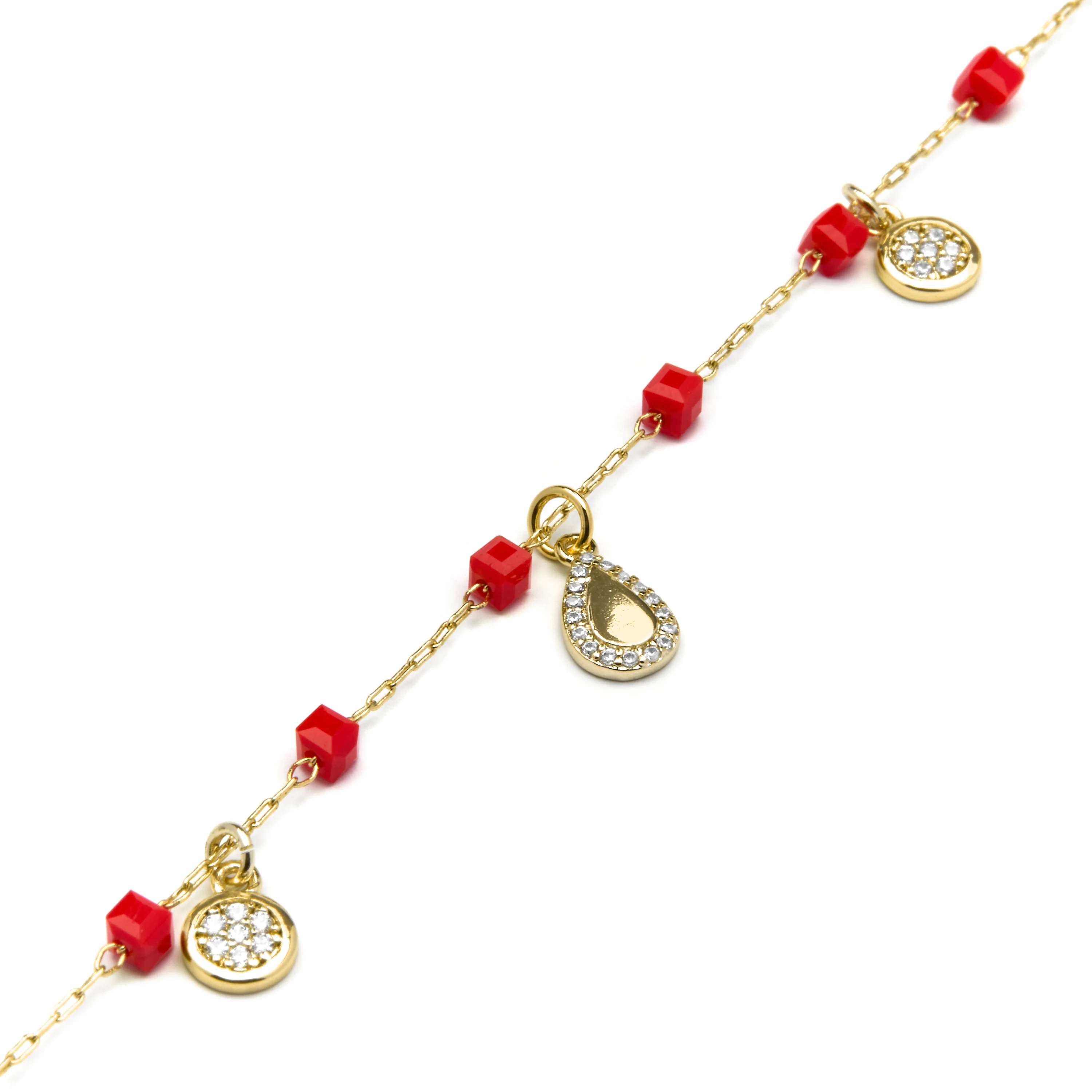 Pulsera de Plata de Ley 925 y Cristal Rojo acabado oro amarillo de 18k - Kirrio - Image 5